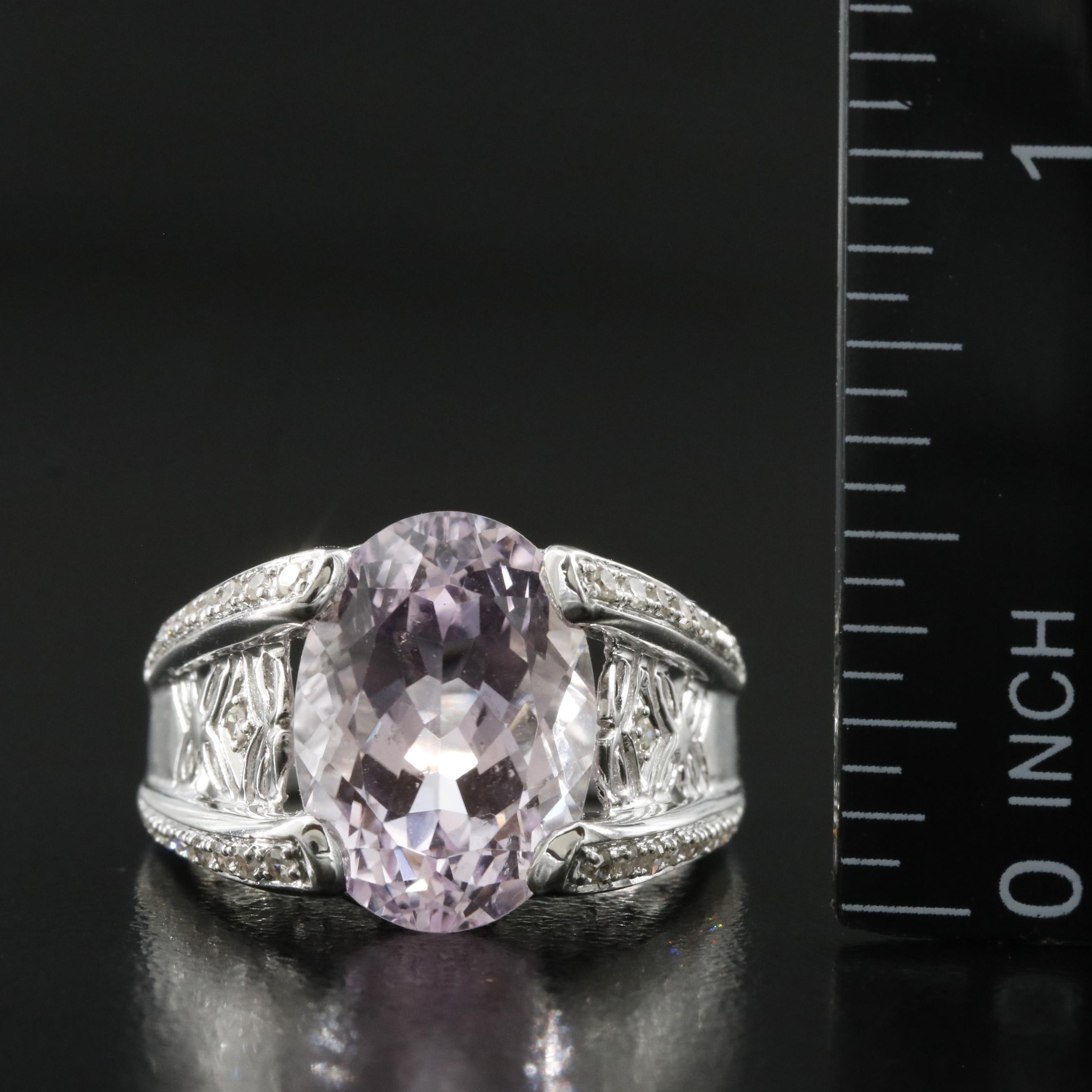 14K 7.71 CT Kunzite and Diamond Ring