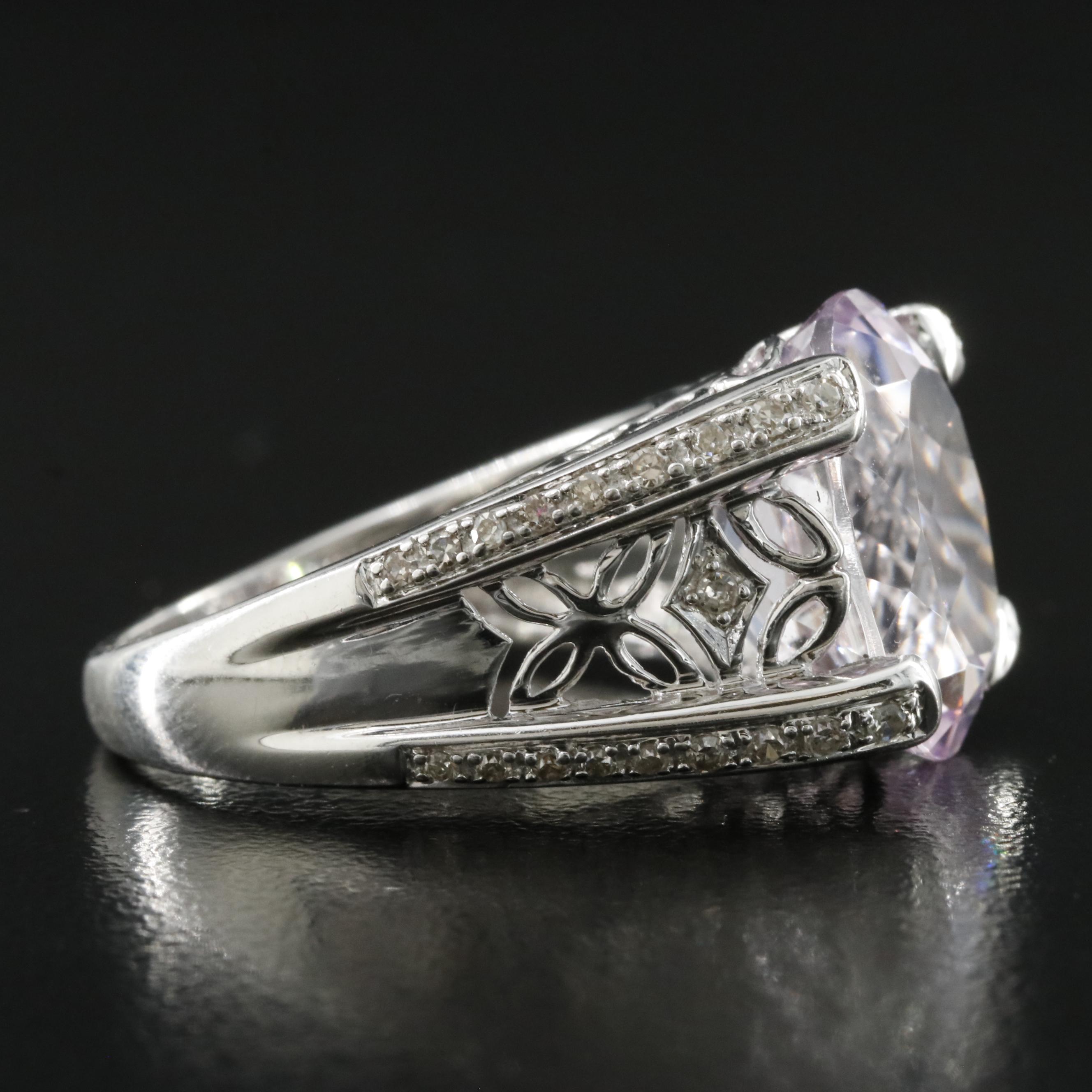14K 7.71 CT Kunzite and Diamond Ring