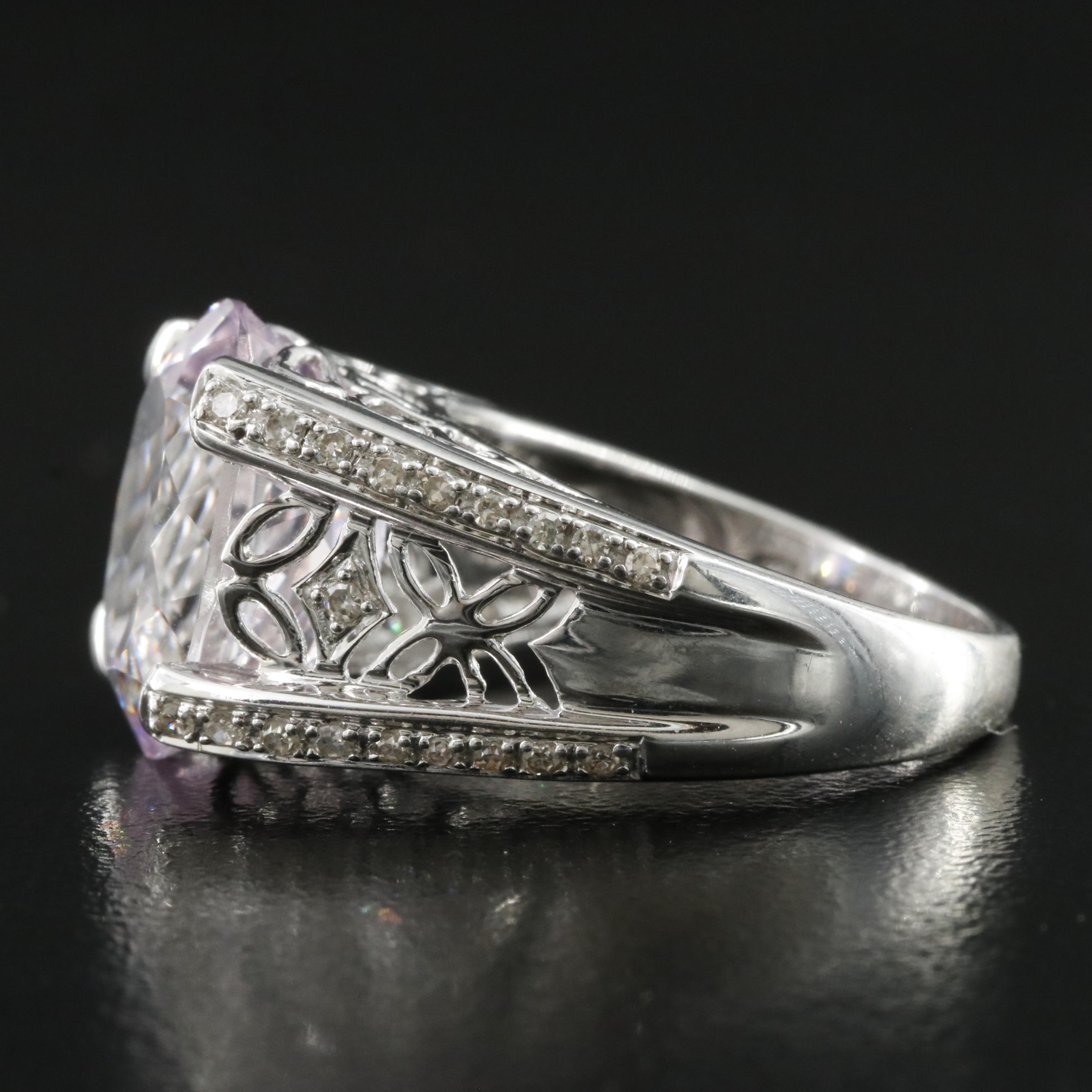 14K 7.71 CT Kunzite and Diamond Ring