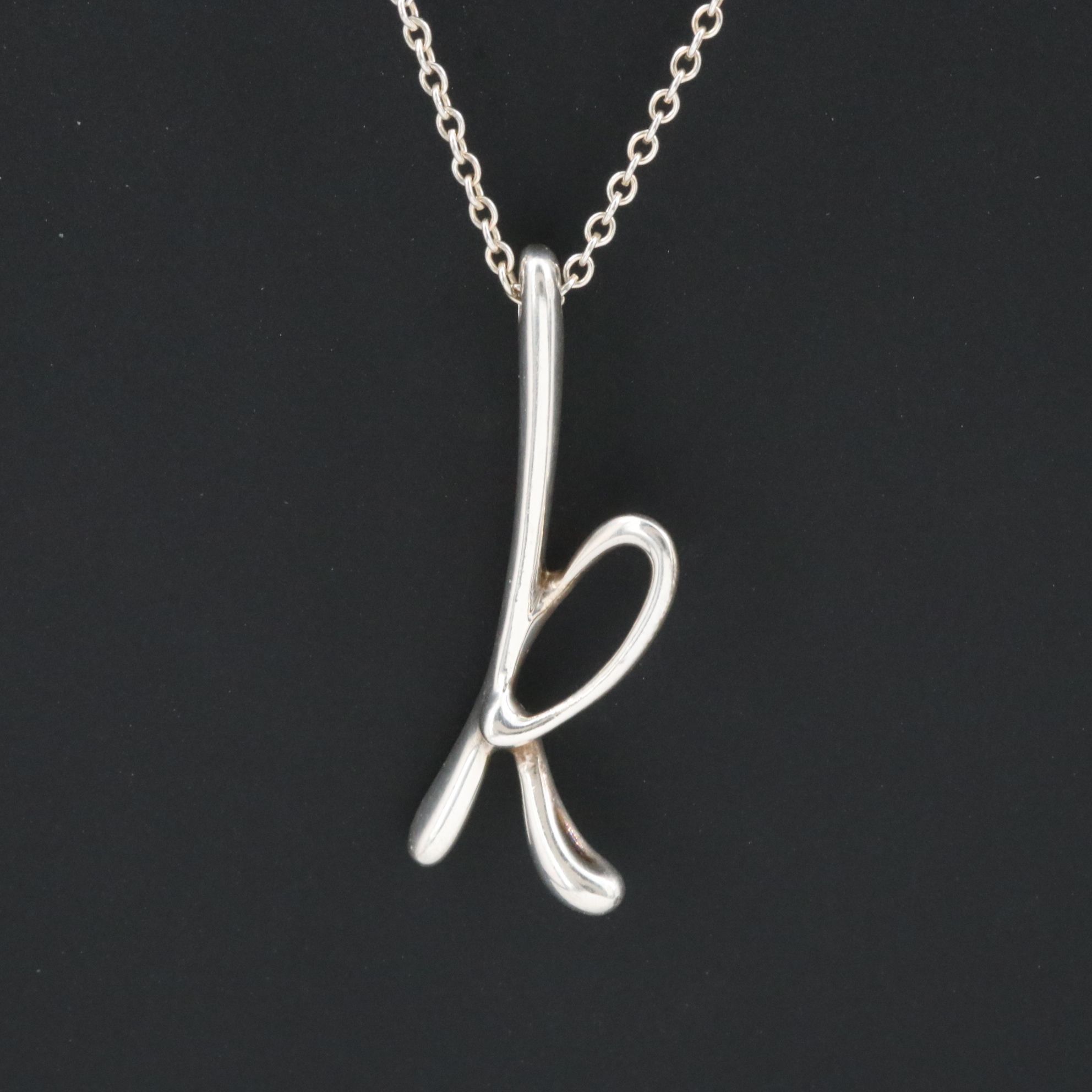 Elsa Peretti for Tiffany & Co. Alphabet Letter Sterling Initial K Necklace