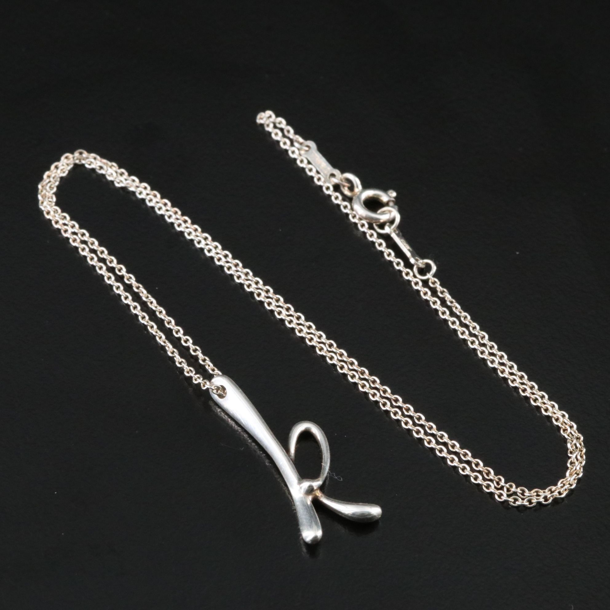 Elsa Peretti for Tiffany & Co. Alphabet Letter Sterling Initial K Necklace