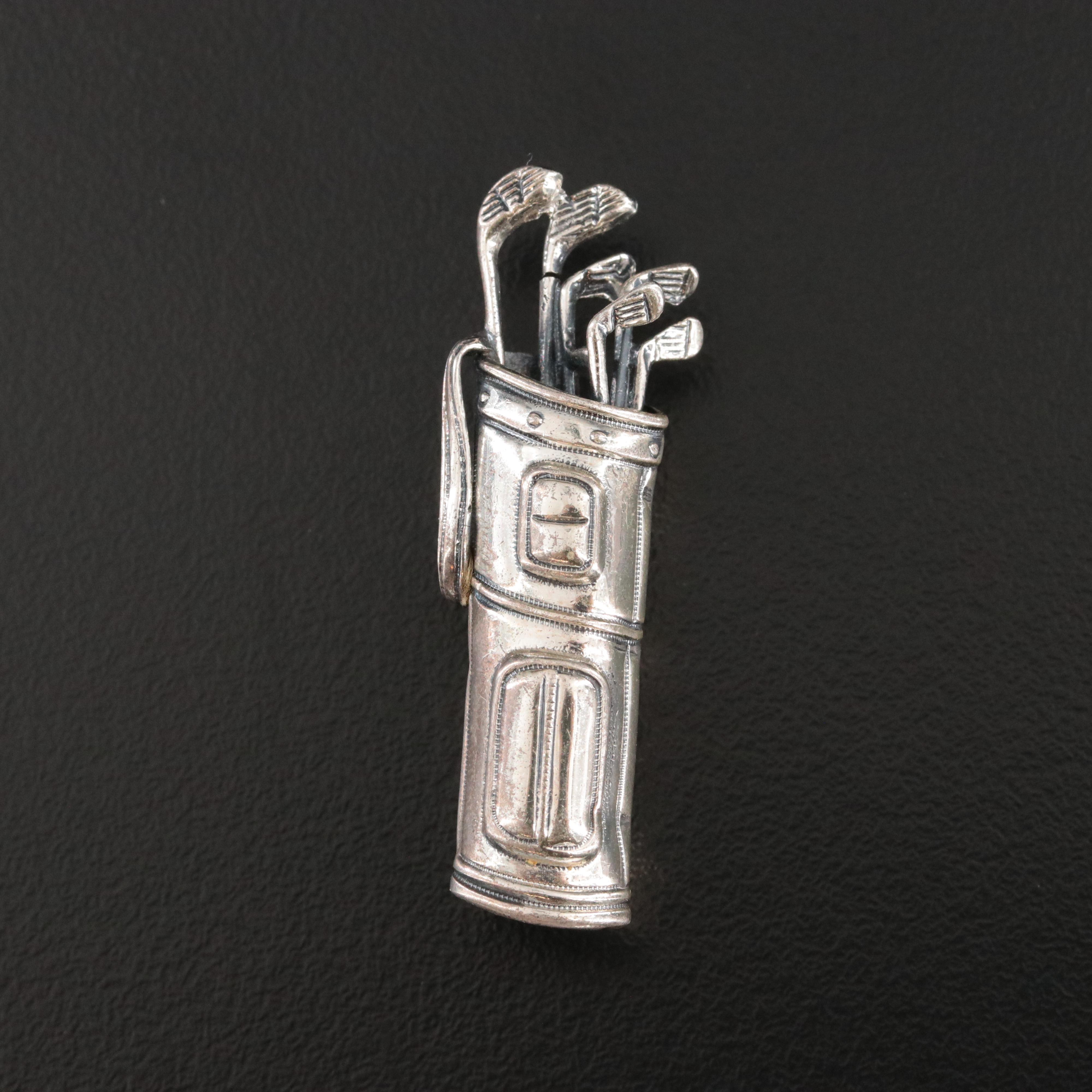 Beau Vintage Sterling Golf Bag Brooch