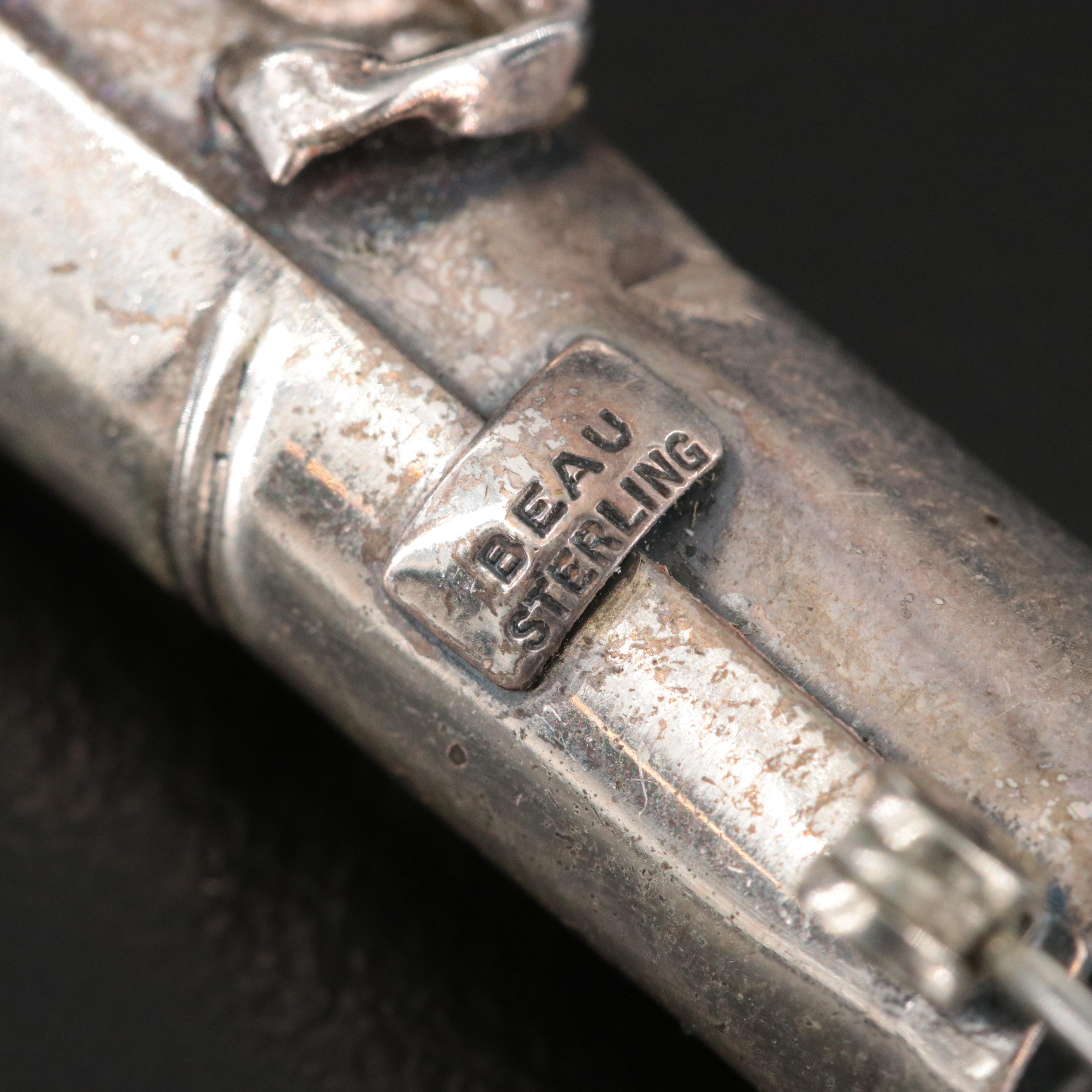 Beau Vintage Sterling Golf Bag Brooch