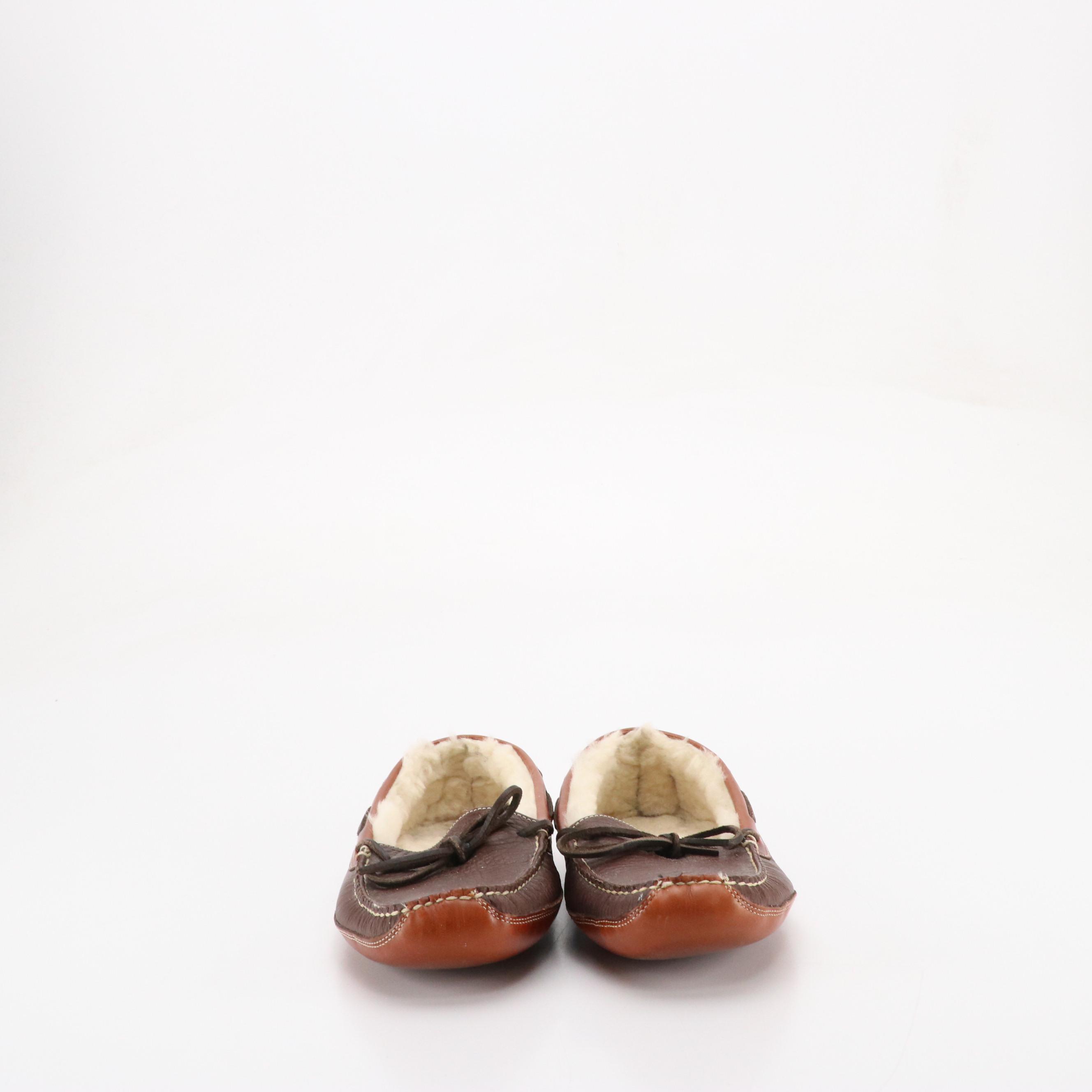 Men's L.L. Bean Leather and Crepe Sole Slippers with GoldToe Sport Socks