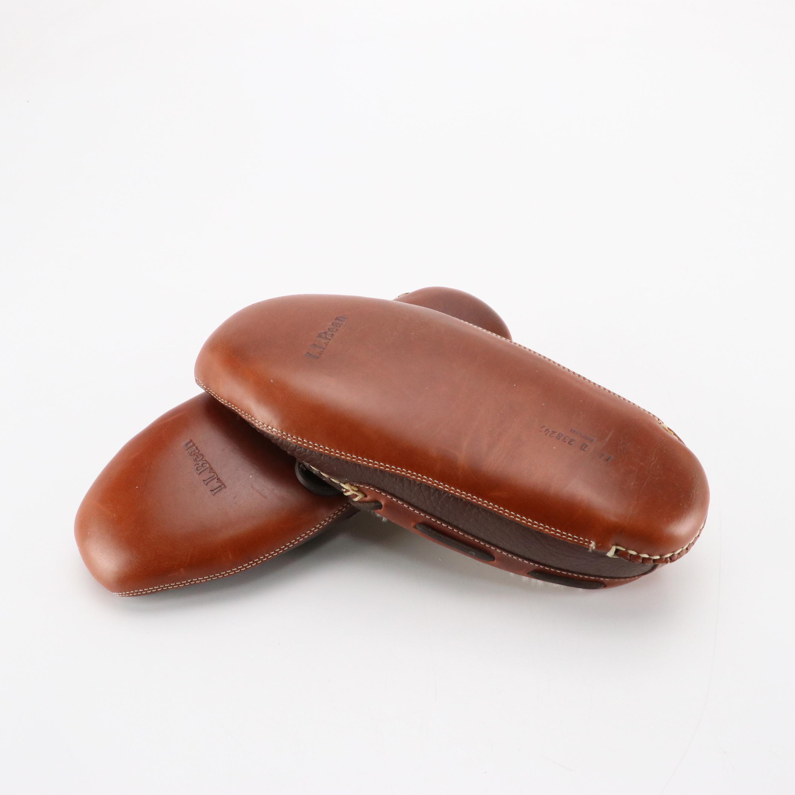 Men's L.L. Bean Leather and Crepe Sole Slippers with GoldToe Sport Socks