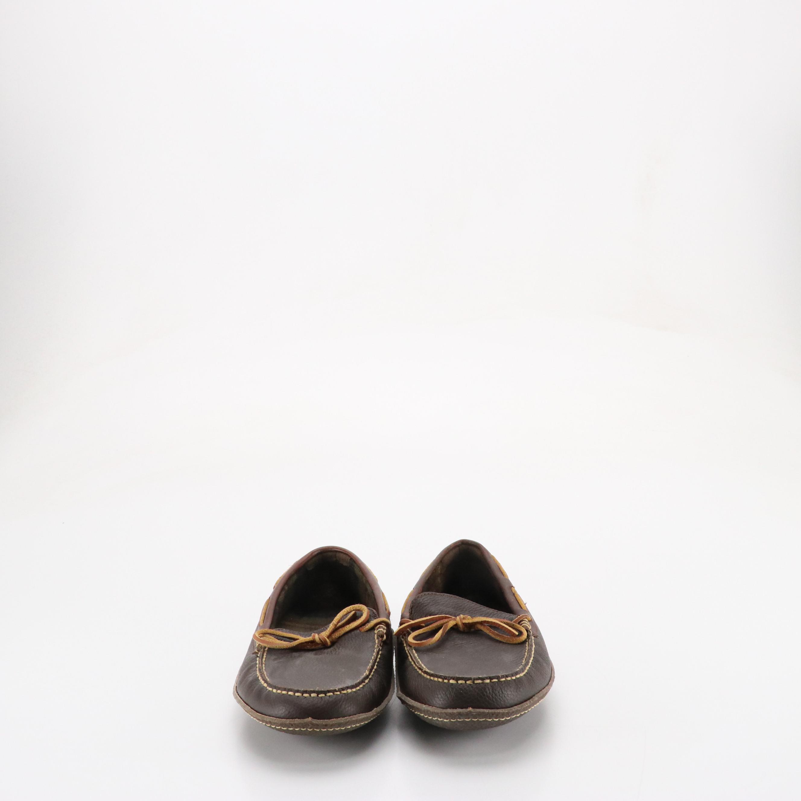 Men's L.L. Bean Leather and Crepe Sole Slippers with GoldToe Sport Socks