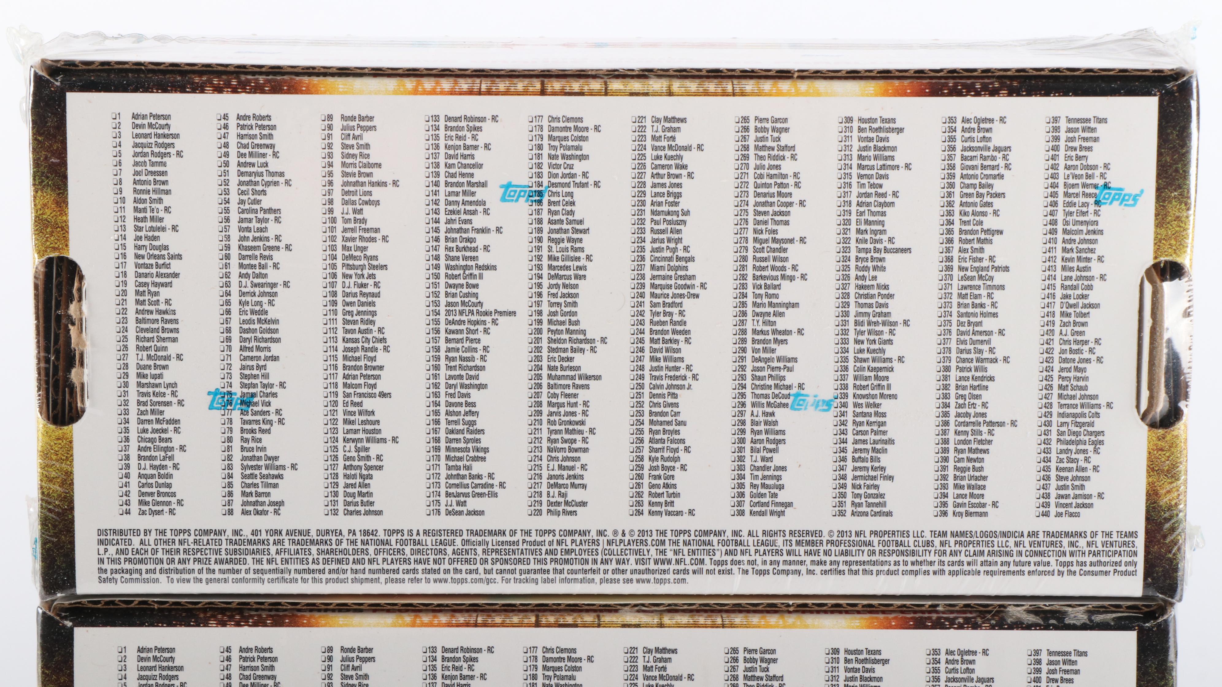 2011 and 2013 Topps Sealed Football Card Sets Featuring Travis Kelce Rookies