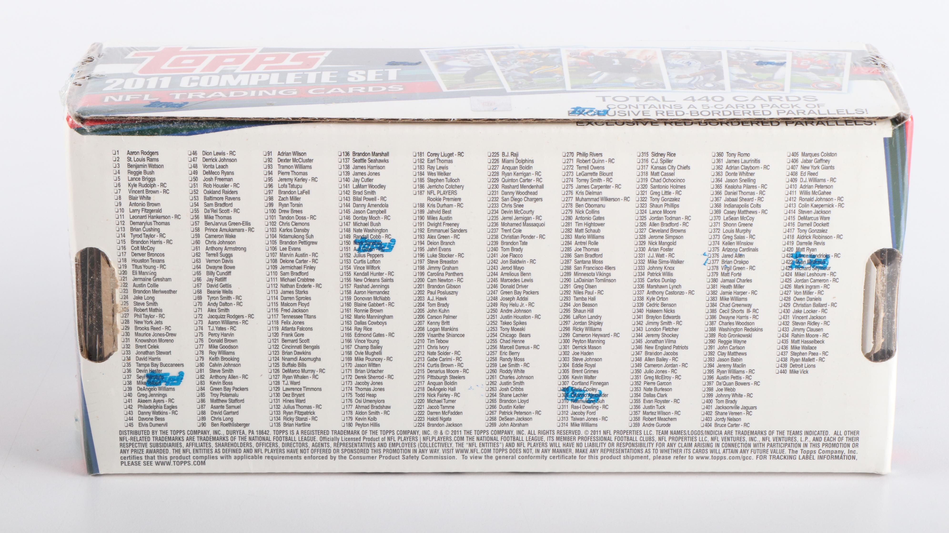 2011 and 2013 Topps Sealed Football Card Sets Featuring Travis Kelce Rookies