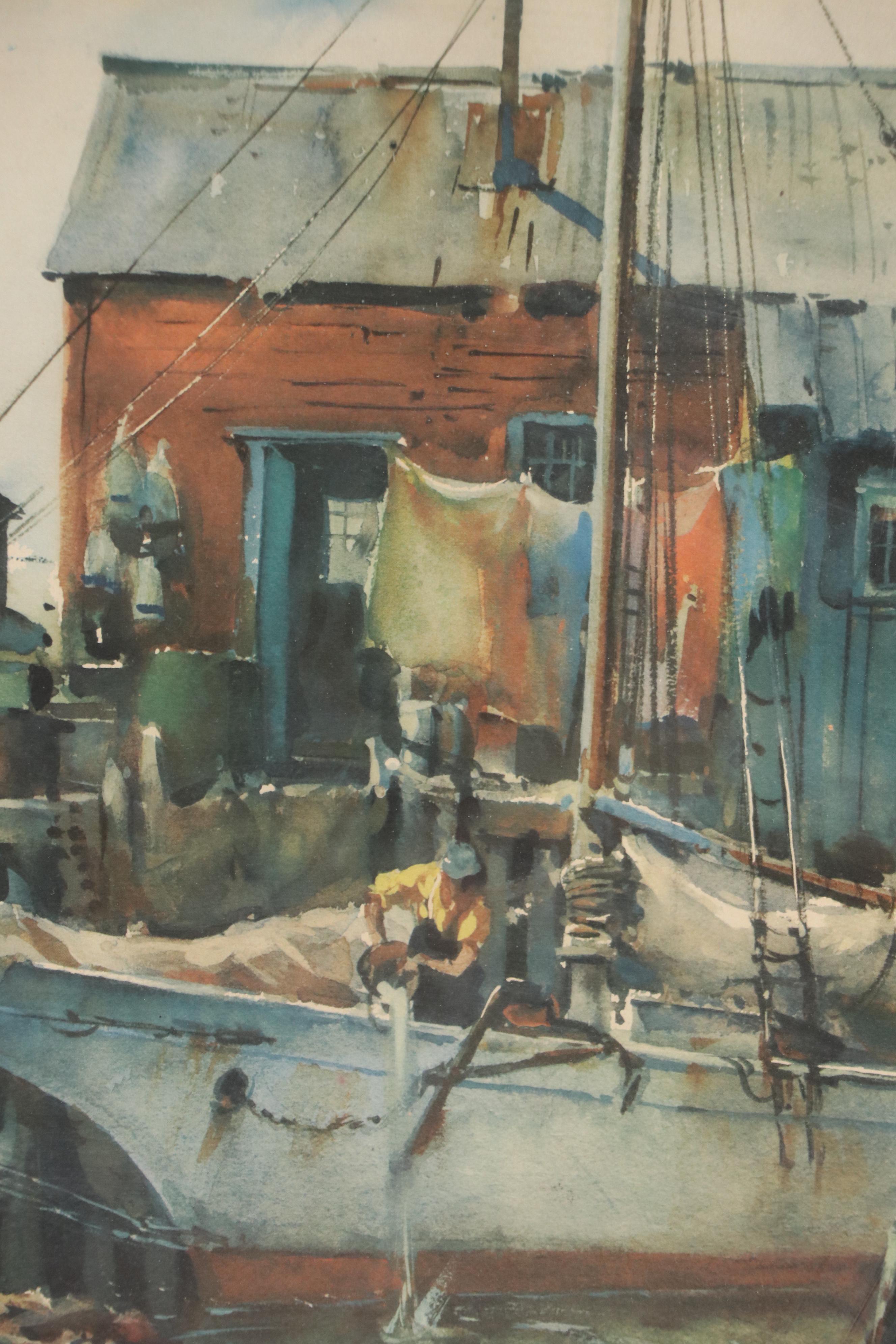 Offset Lithograph After James M. Sessions "Backwater," Mid to Late 20th Century