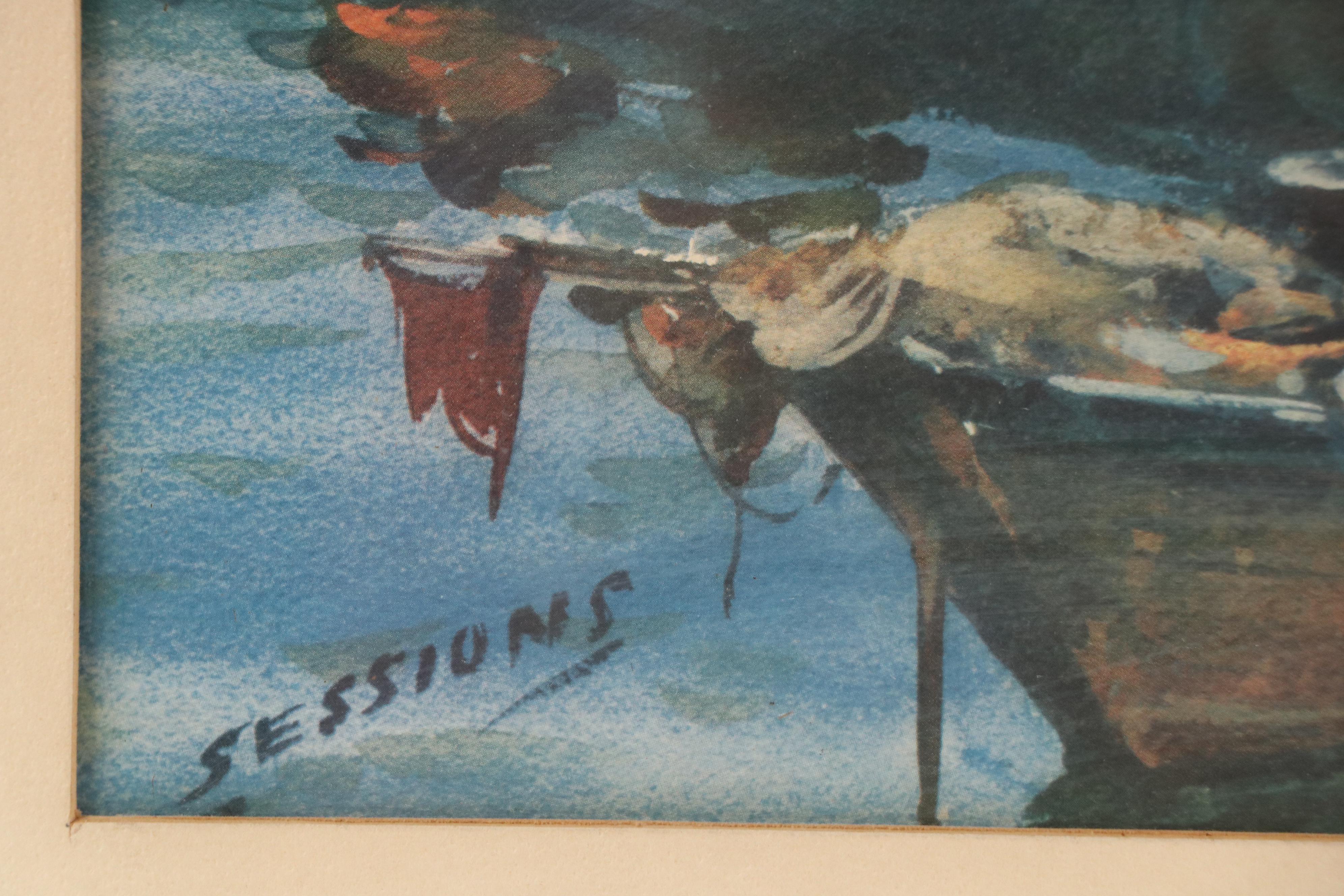 Offset Lithograph After James M. Sessions "Backwater," Mid to Late 20th Century