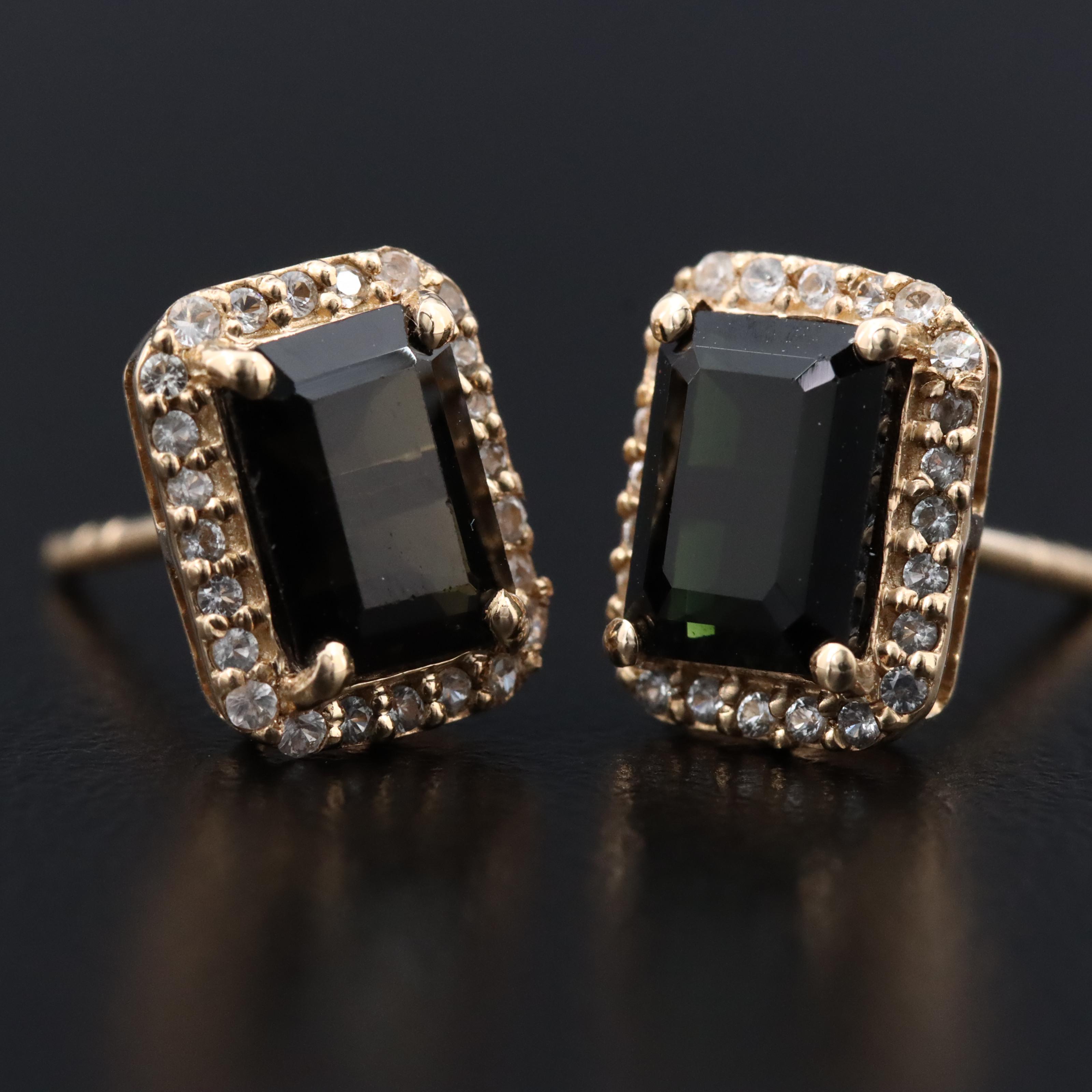 14K Verdelite and White Sapphire Earrings with IGI Jewelry Report