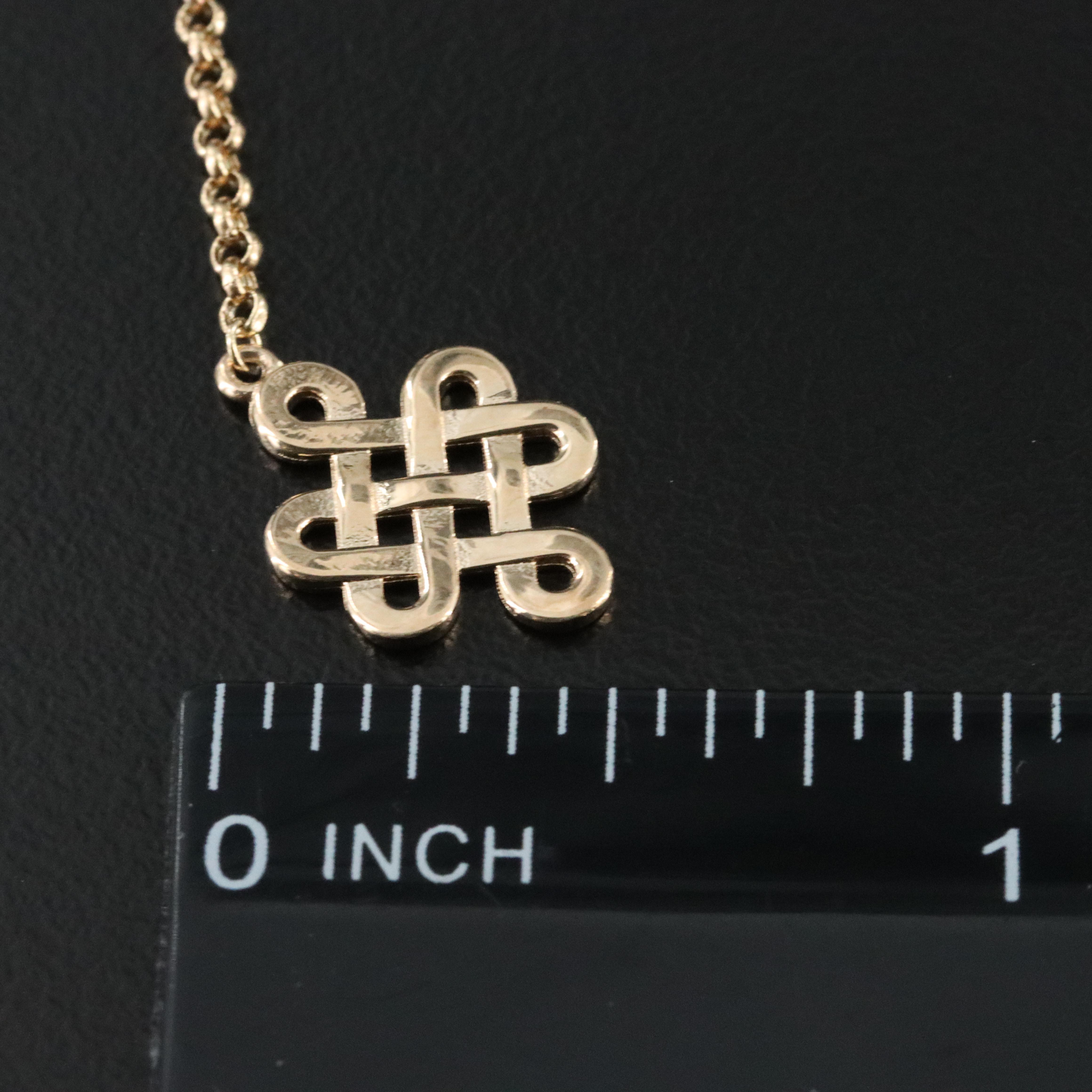 10K Chinese Longevity Knot Necklace