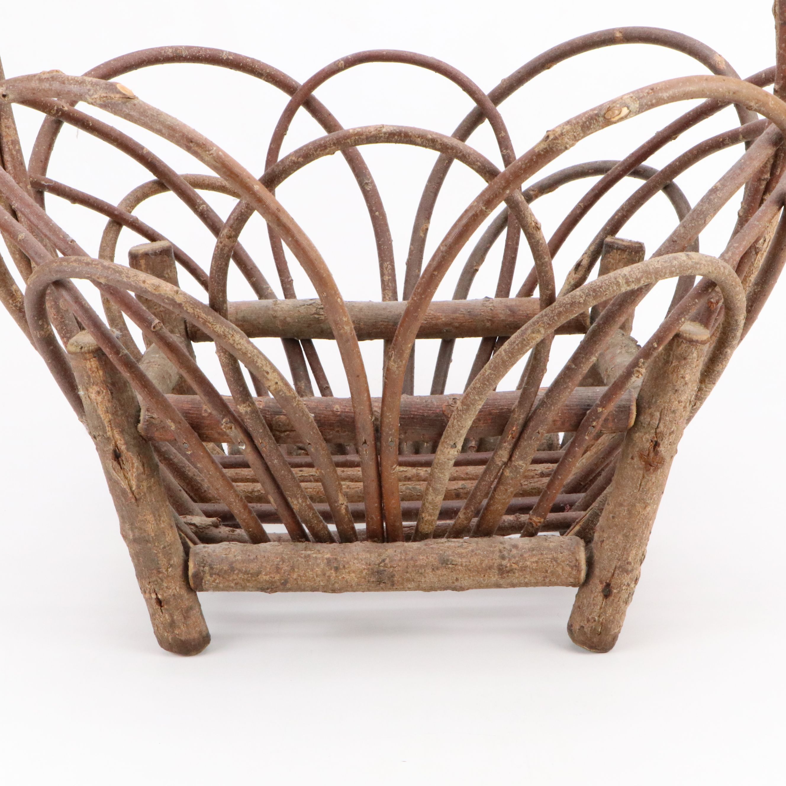 Primitive Style Bent Willow and Wood Basket, 20th Century