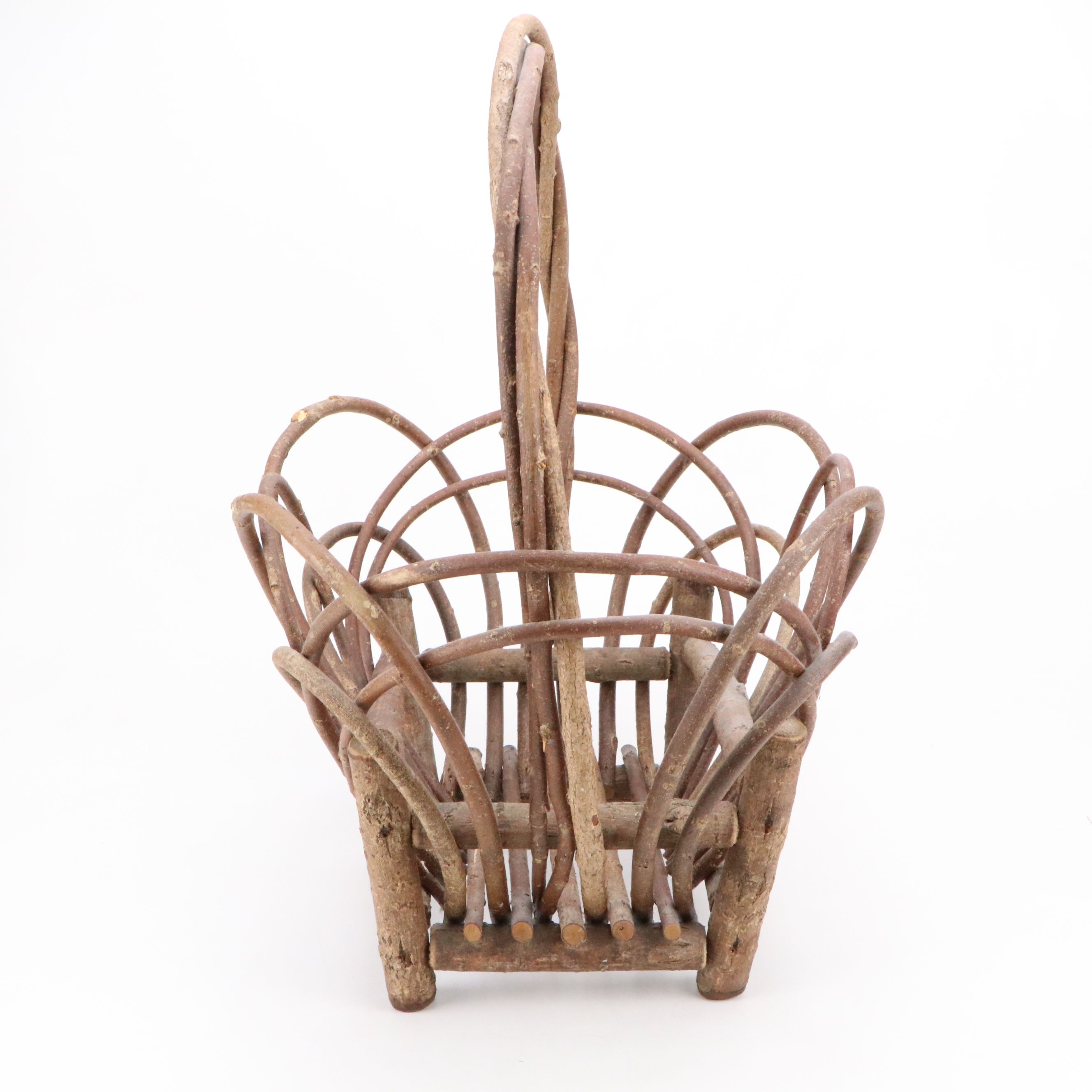 Primitive Style Bent Willow and Wood Basket, 20th Century