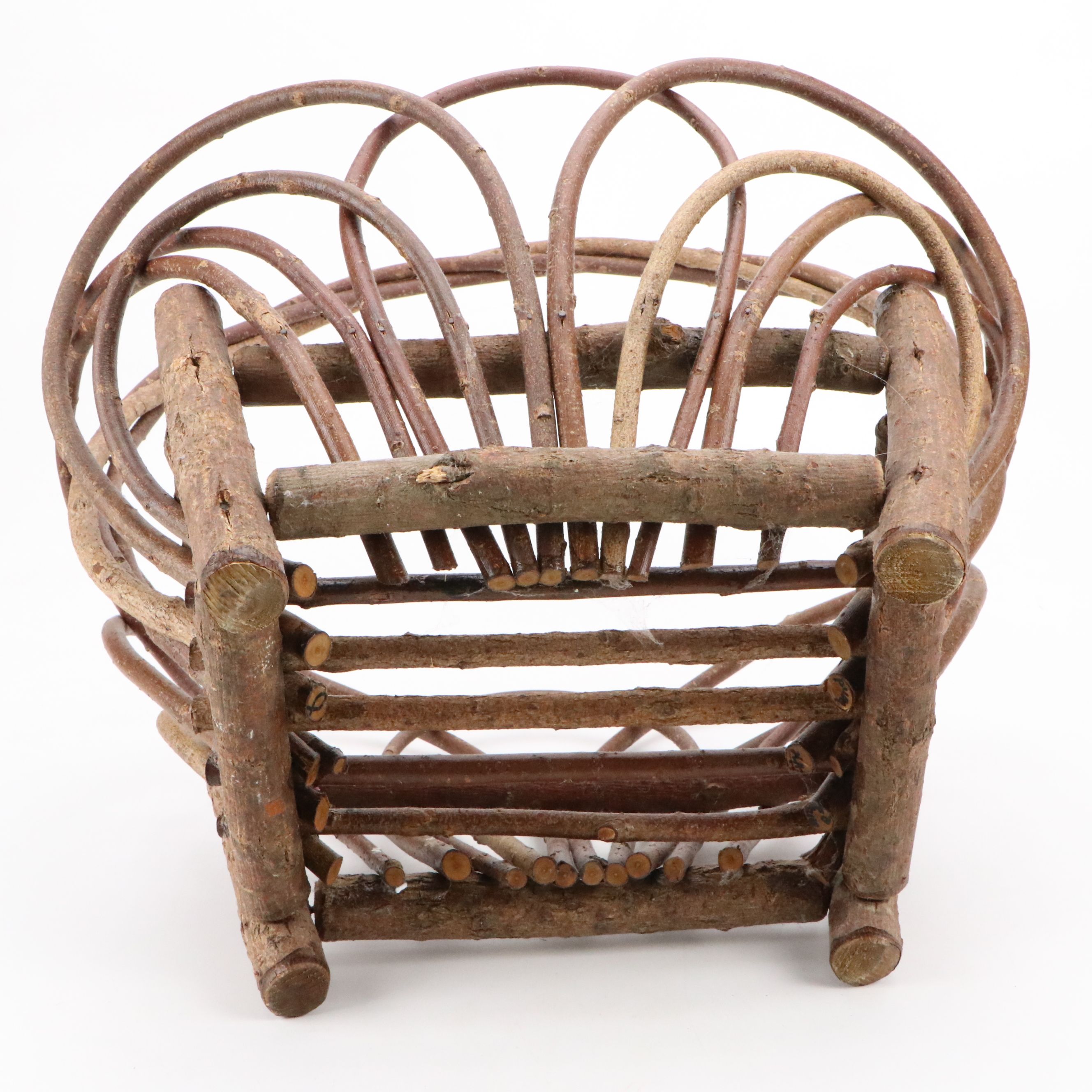 Primitive Style Bent Willow and Wood Basket, 20th Century