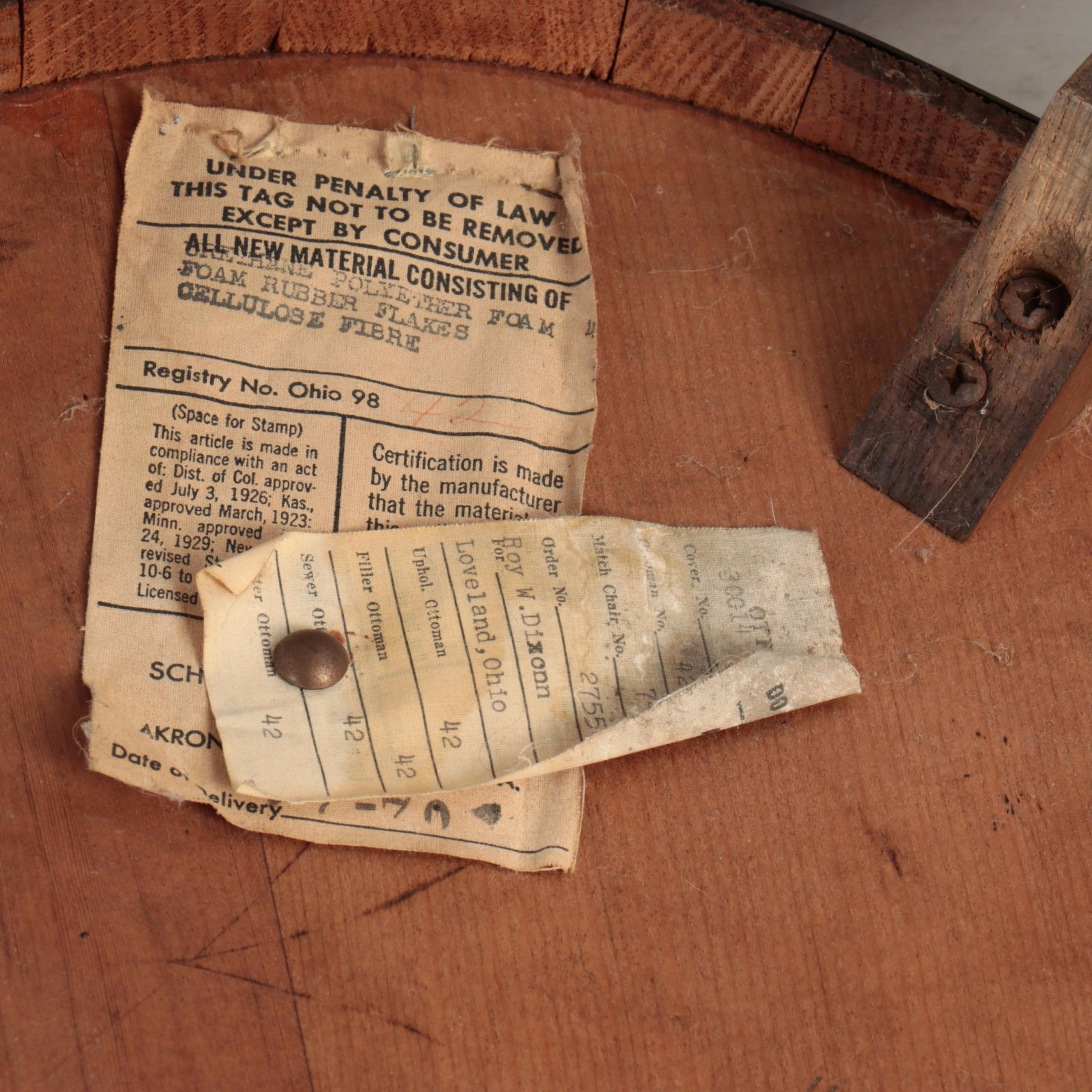 Early American Style Oak Barrel Armchair and Ottoman, Late 20th Century