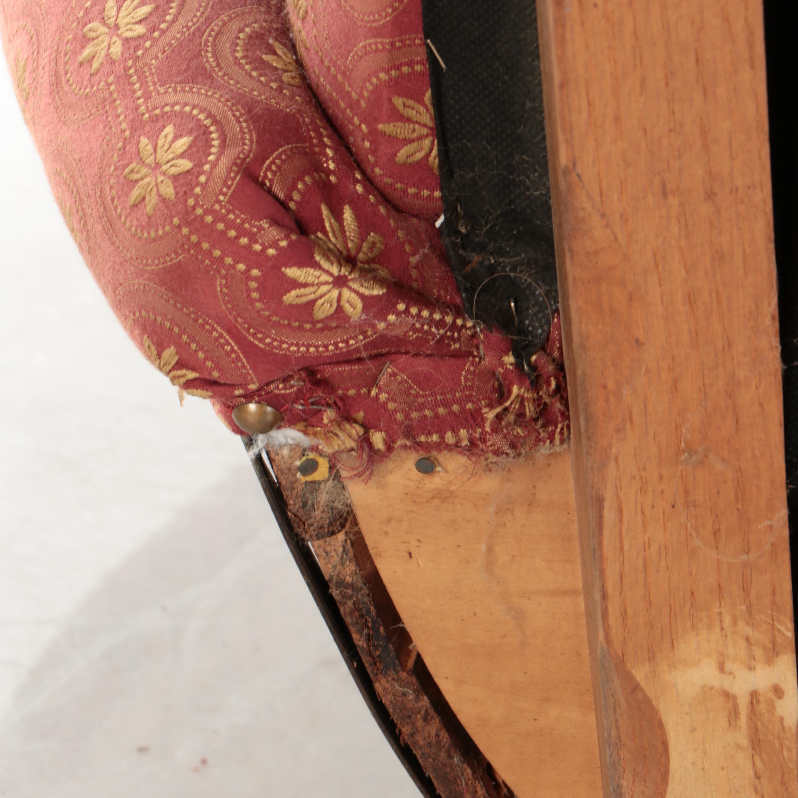 Early American Style Oak Barrel Armchair and Ottoman, Late 20th Century