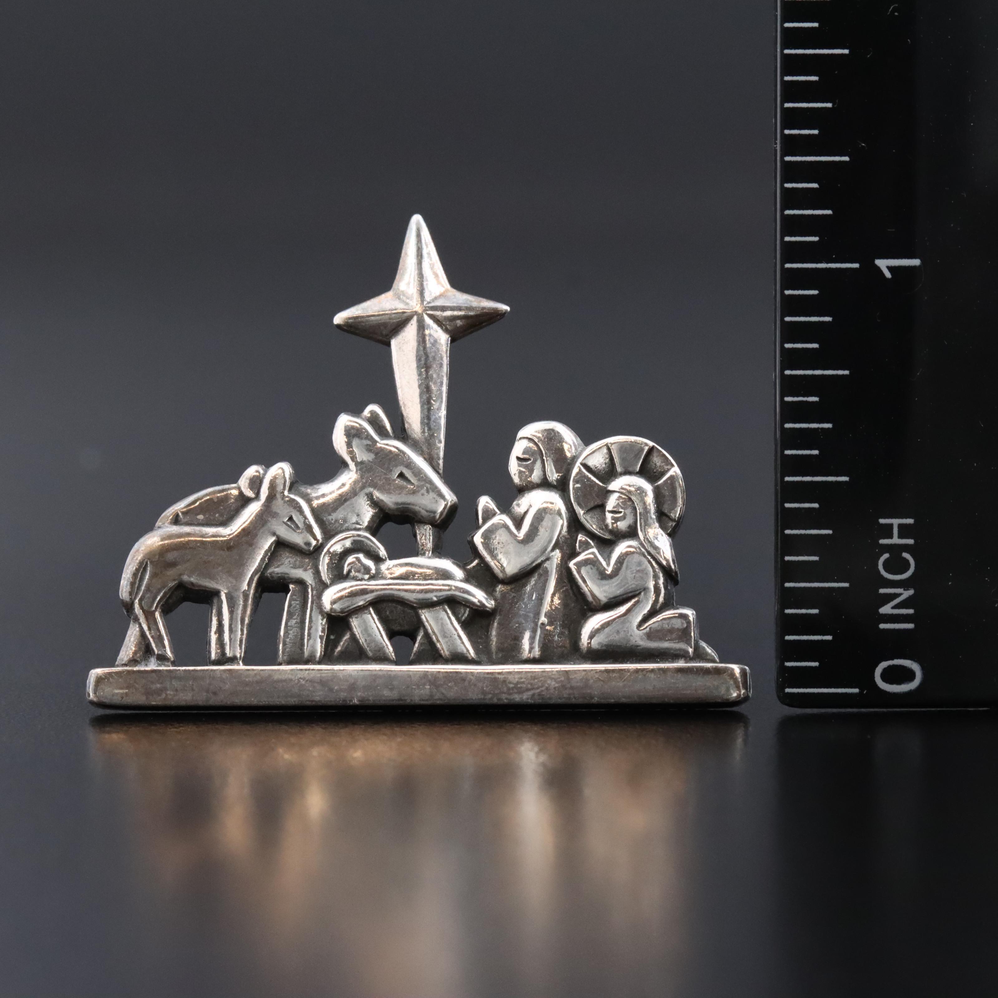 James Avery Sterling Nativy Scene and Dogwood Brooches