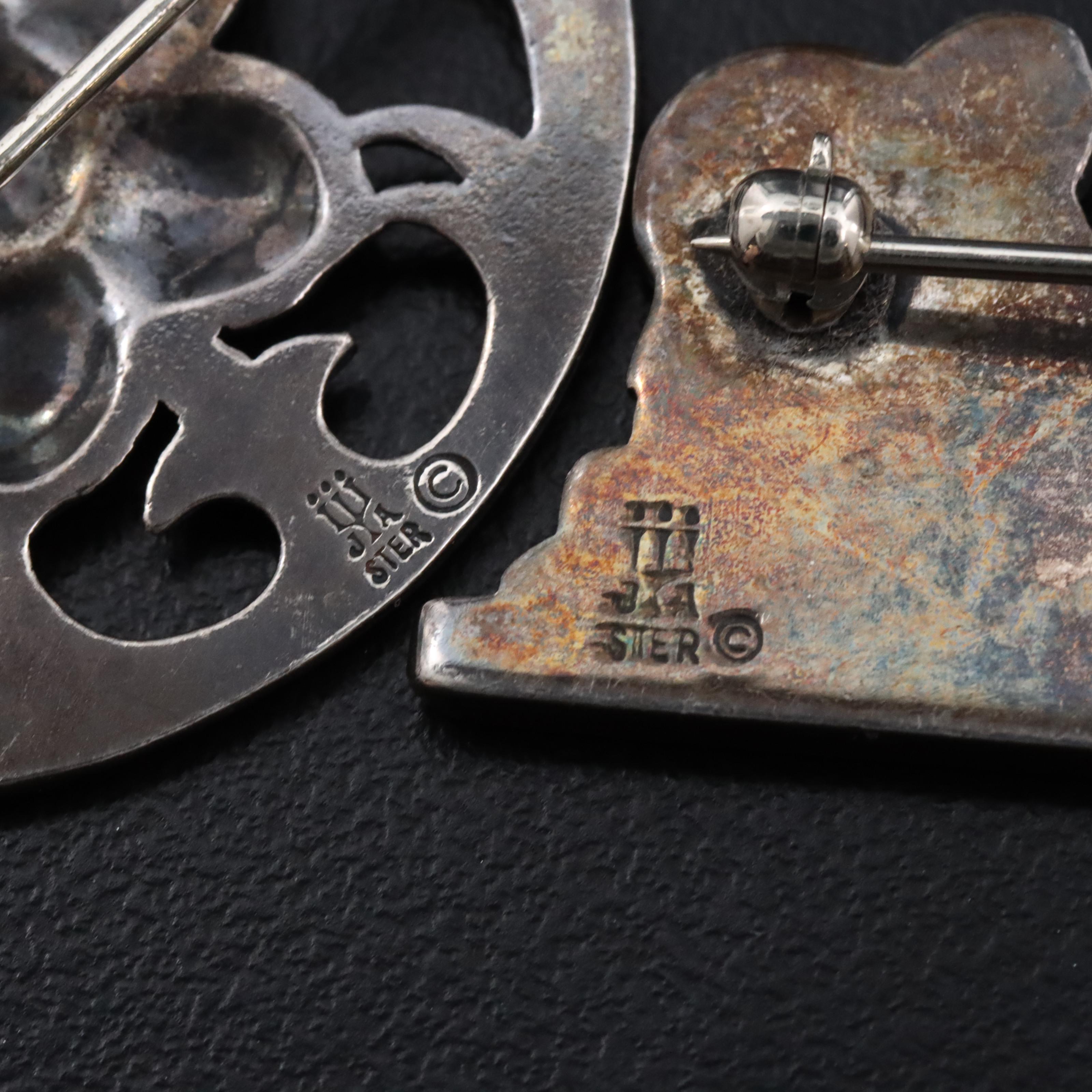 James Avery Sterling Nativy Scene and Dogwood Brooches