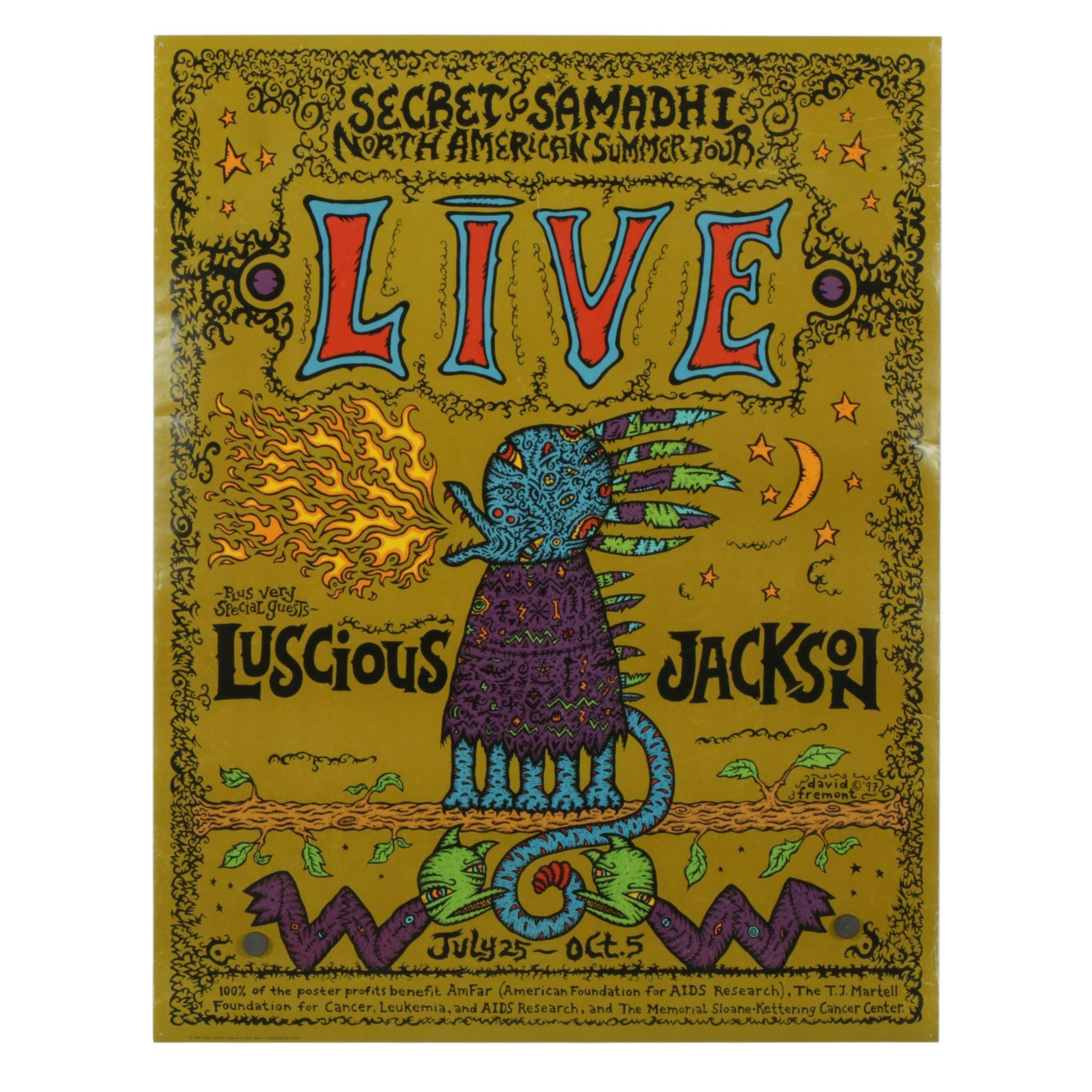 David Fremont Offset Lithograph Poster for LĪVE: Secret Samadhi Tour, 1997