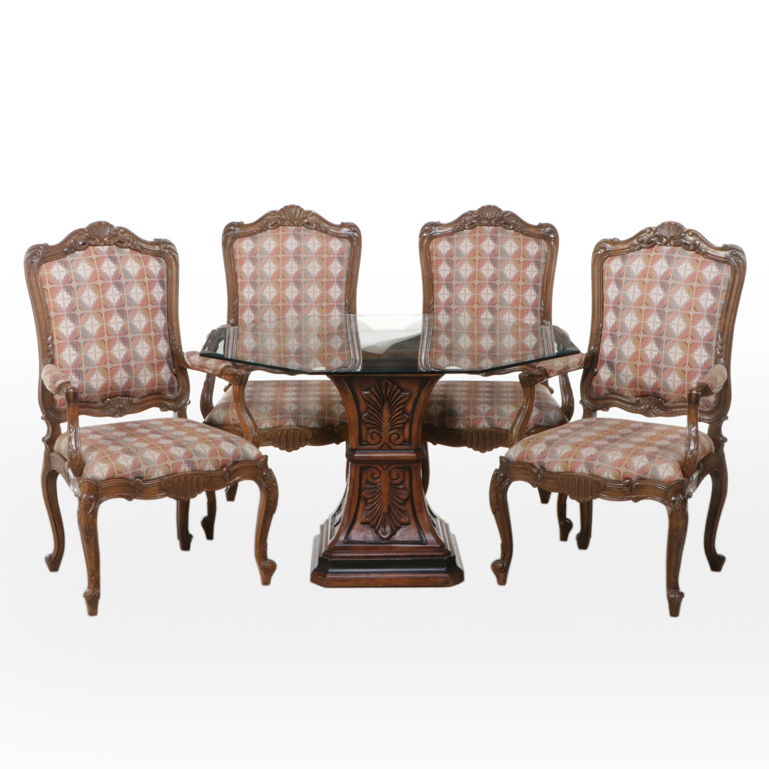 Louis XV Style Armchairs with Pedestal Table