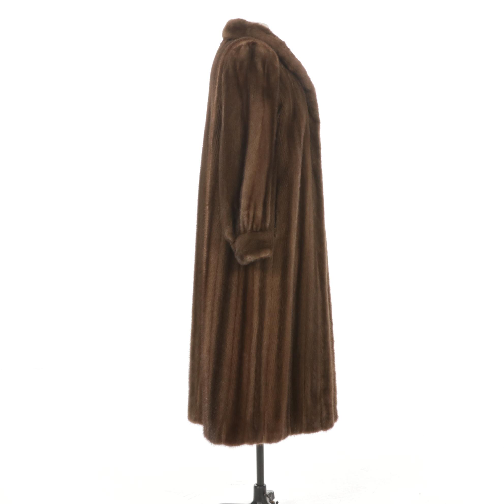 Robert Sidney Chestnut Mink Fur Trench Coat