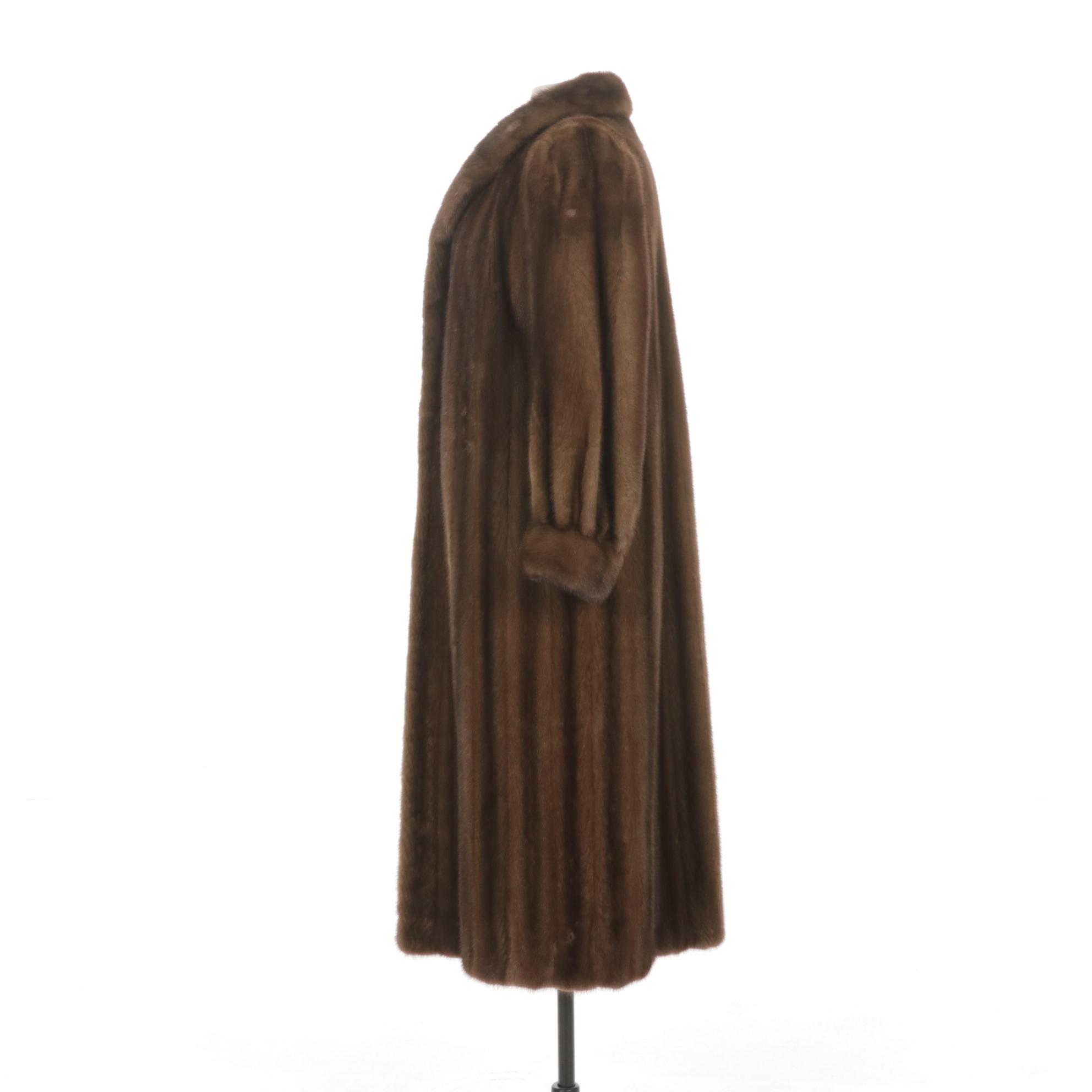 Robert Sidney Chestnut Mink Fur Trench Coat
