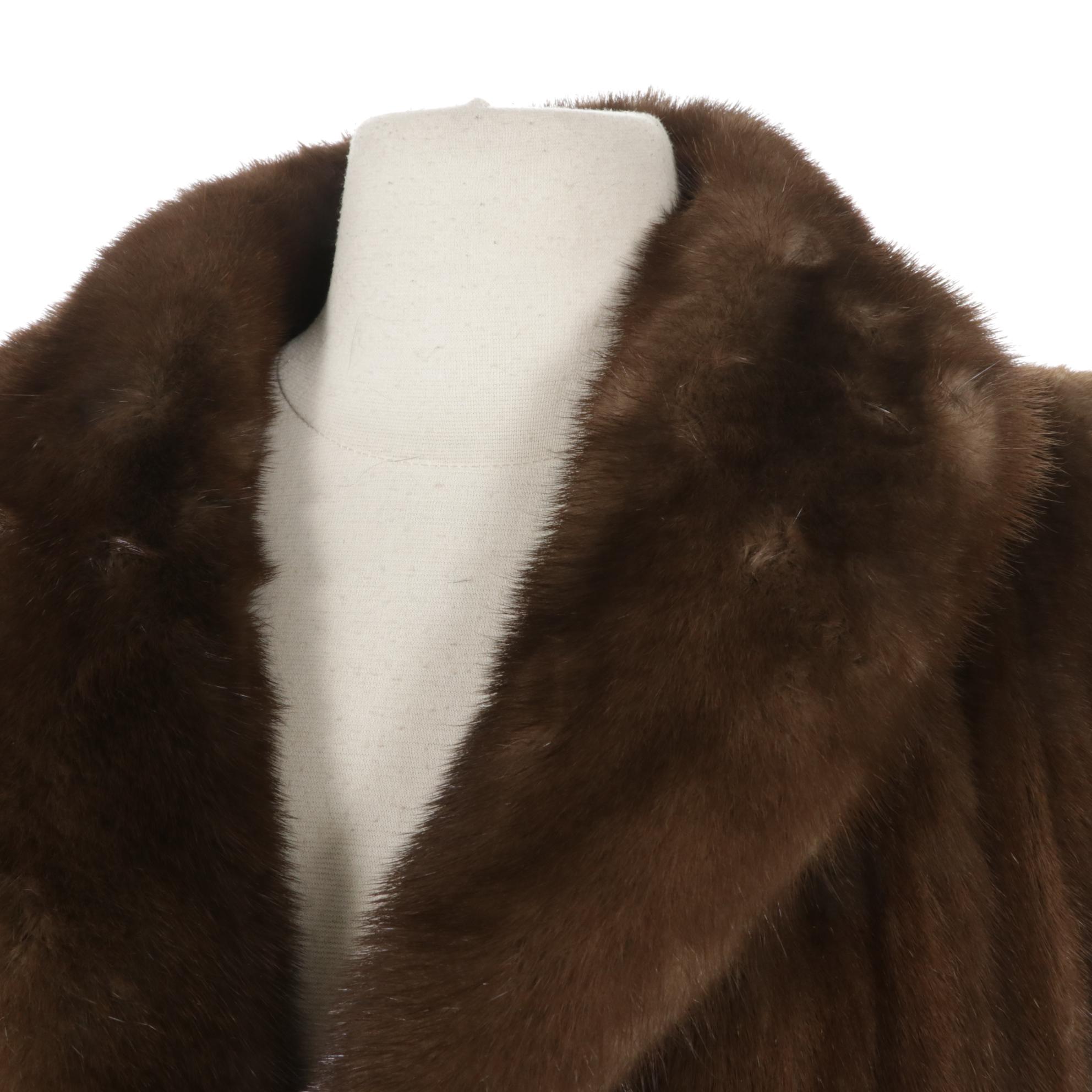 Robert Sidney Chestnut Mink Fur Trench Coat