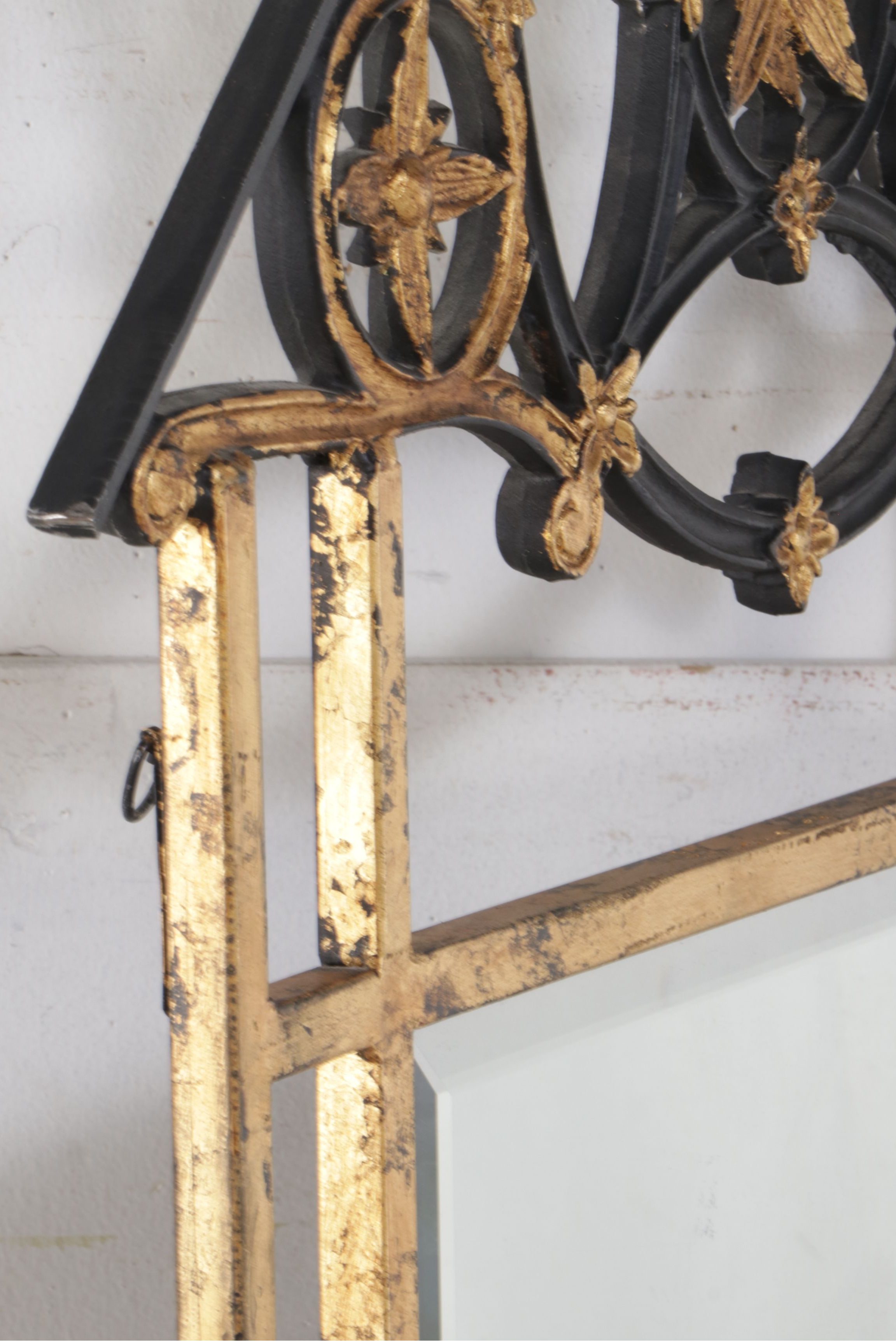 John Richard French Gothic Style Antiqued Gold Painted Metal Wall Mirror