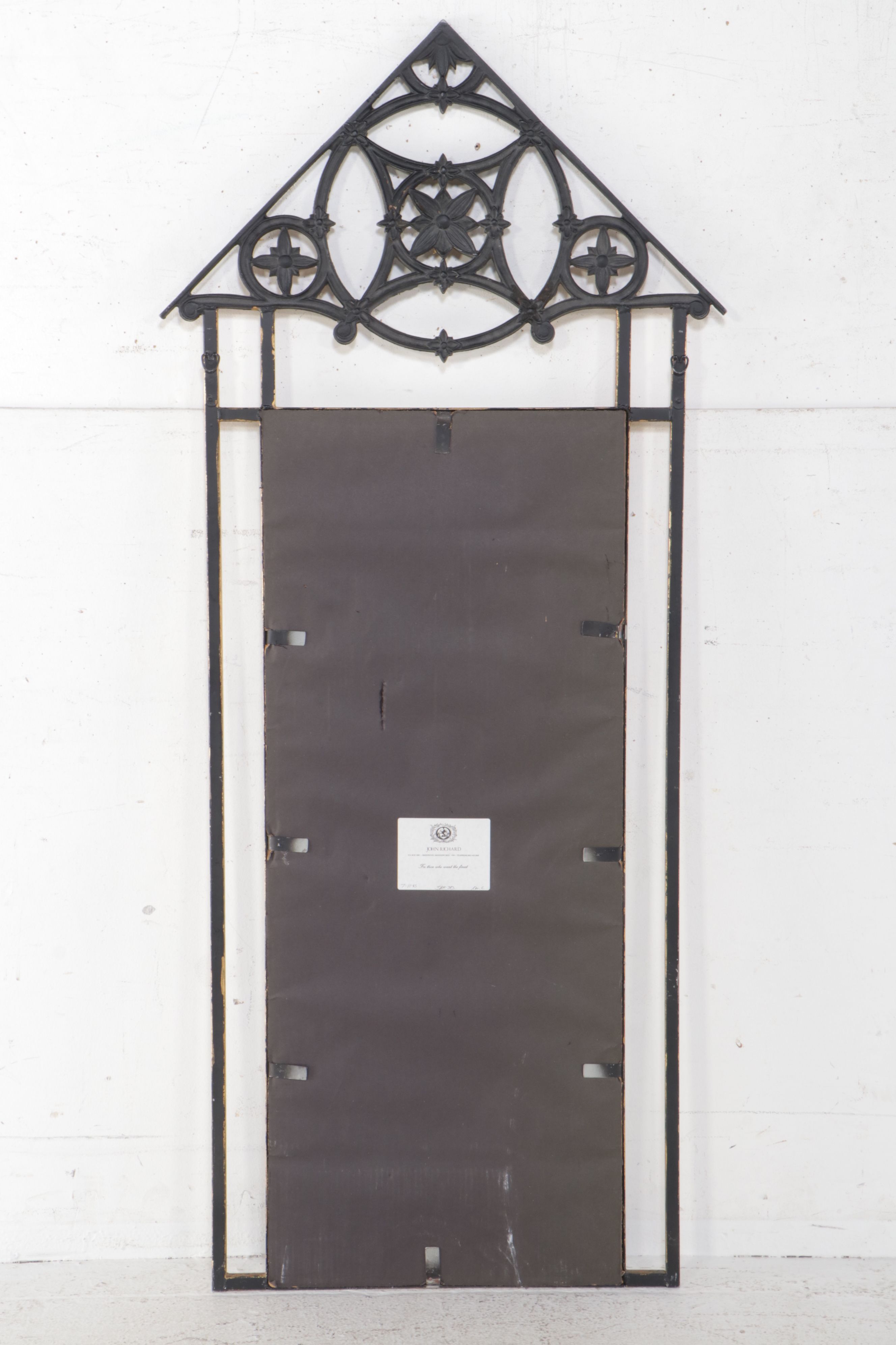 John Richard French Gothic Style Antiqued Gold Painted Metal Wall Mirror