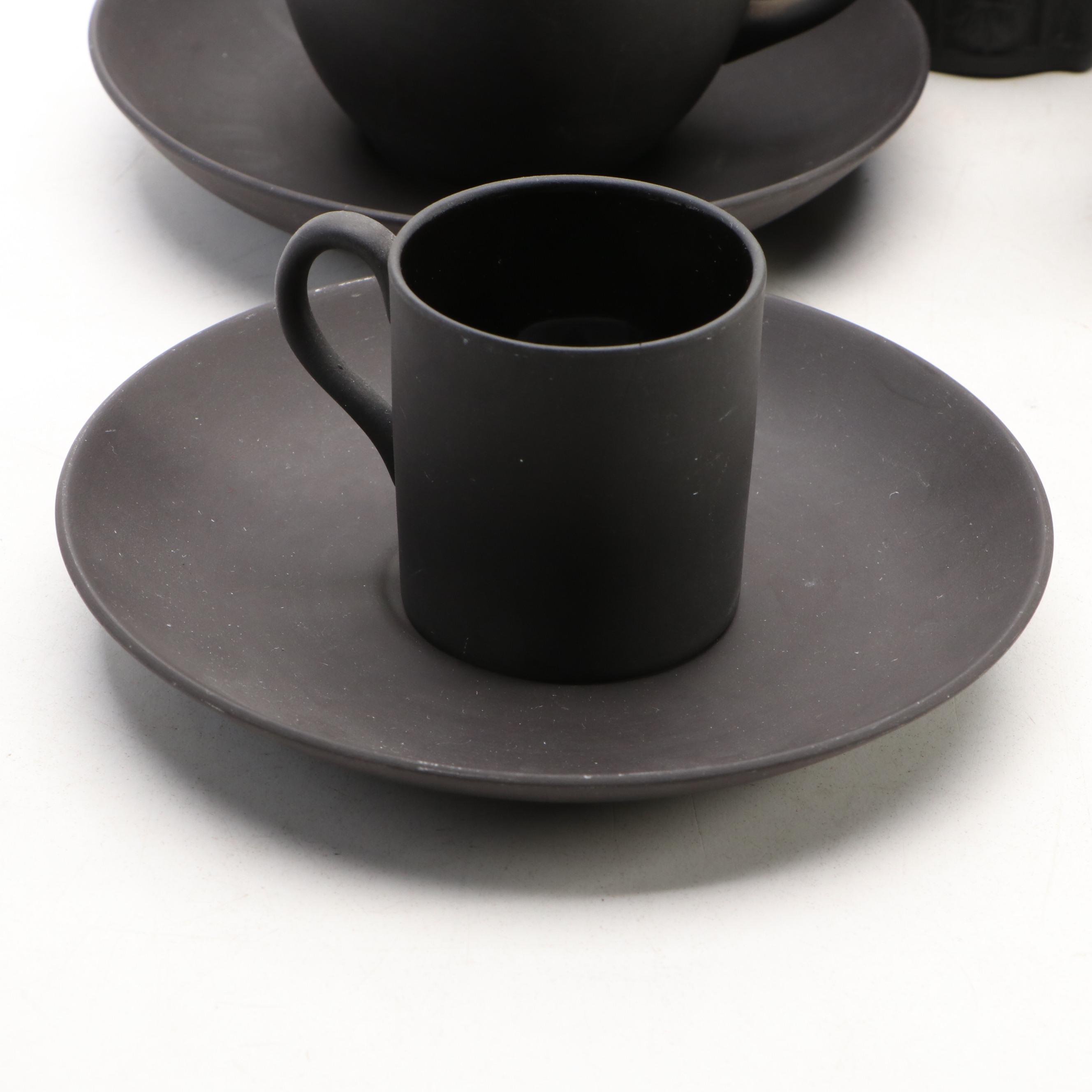 Wedgwood Black Basalt Teacups, Saucers and Other Ceramic Tableware