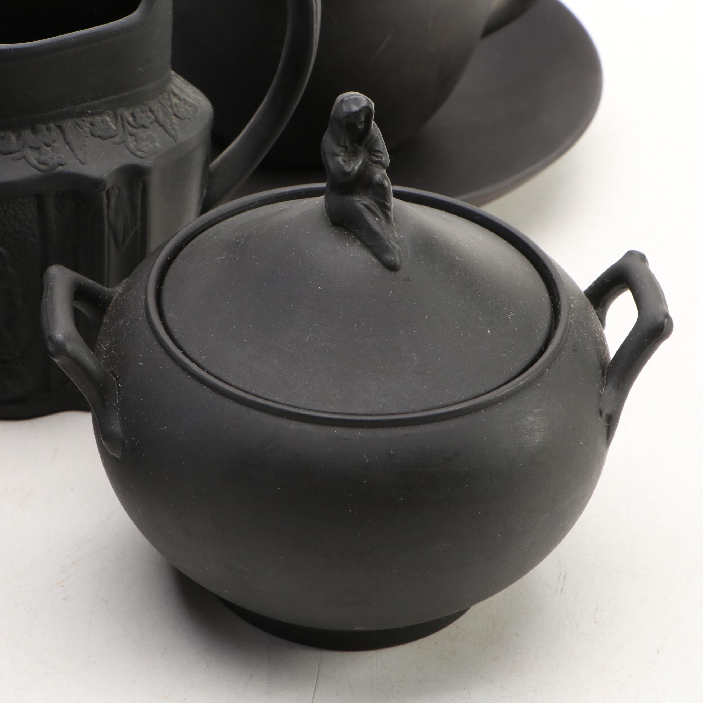 Wedgwood Black Basalt Teacups, Saucers and Other Ceramic Tableware