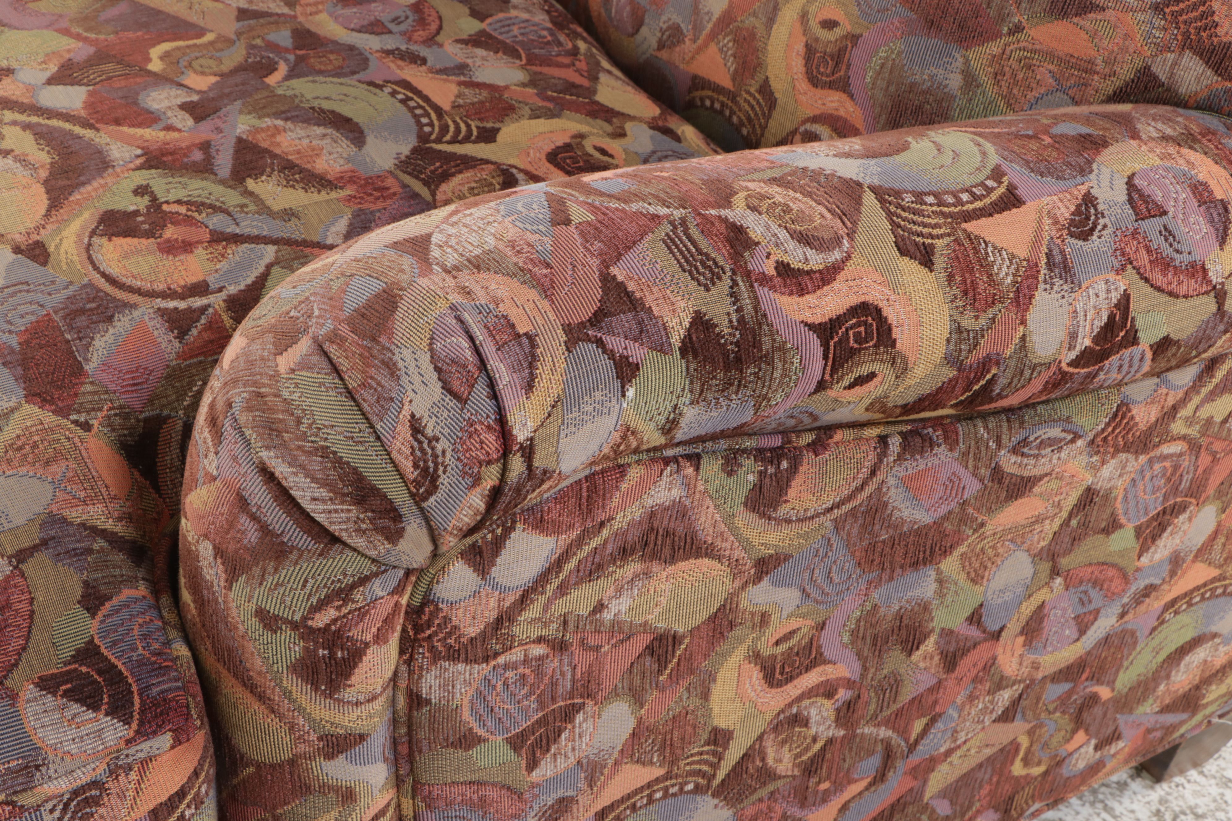 Pair of Nadler Brothers Postmodernist Fabric Upholstered Lounge Chairs, 1980s