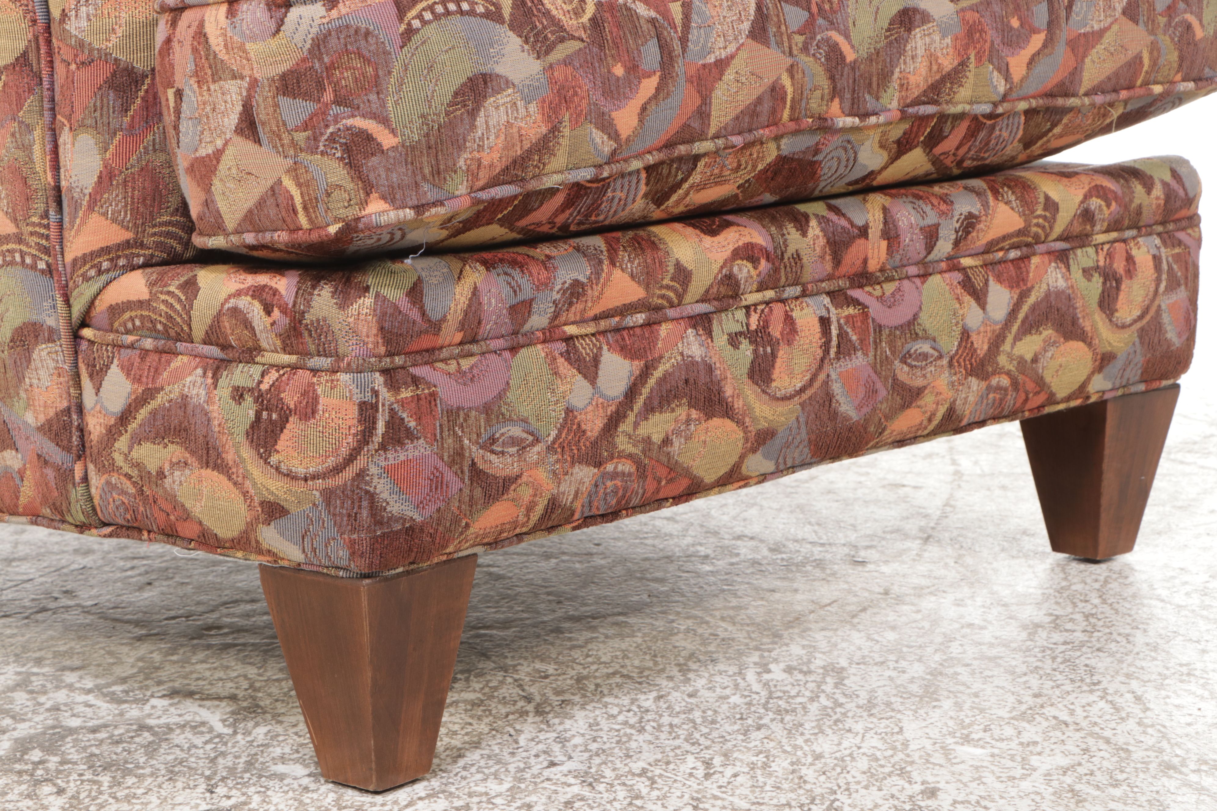 Pair of Nadler Brothers Postmodernist Fabric Upholstered Lounge Chairs, 1980s