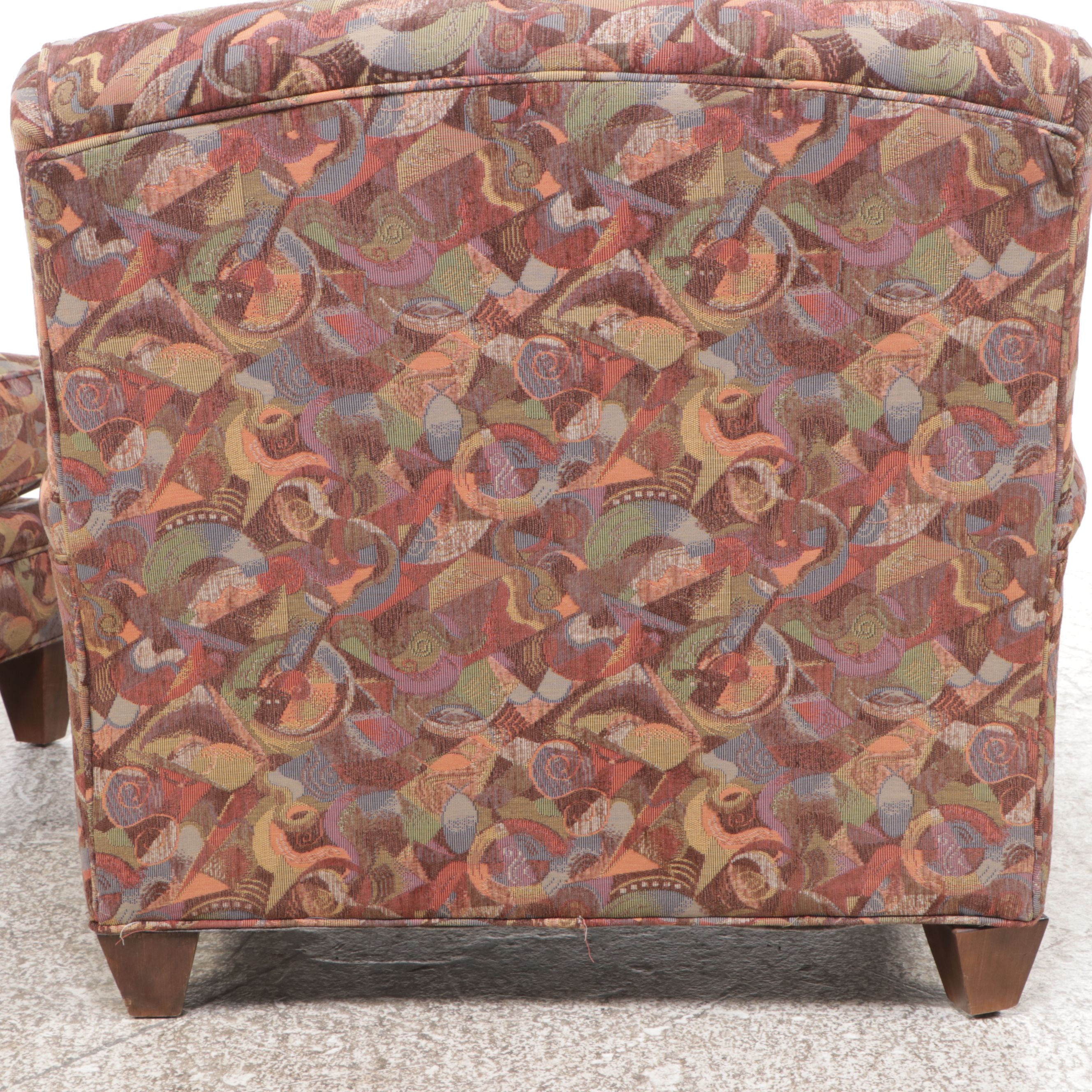 Pair of Nadler Brothers Postmodernist Fabric Upholstered Lounge Chairs, 1980s