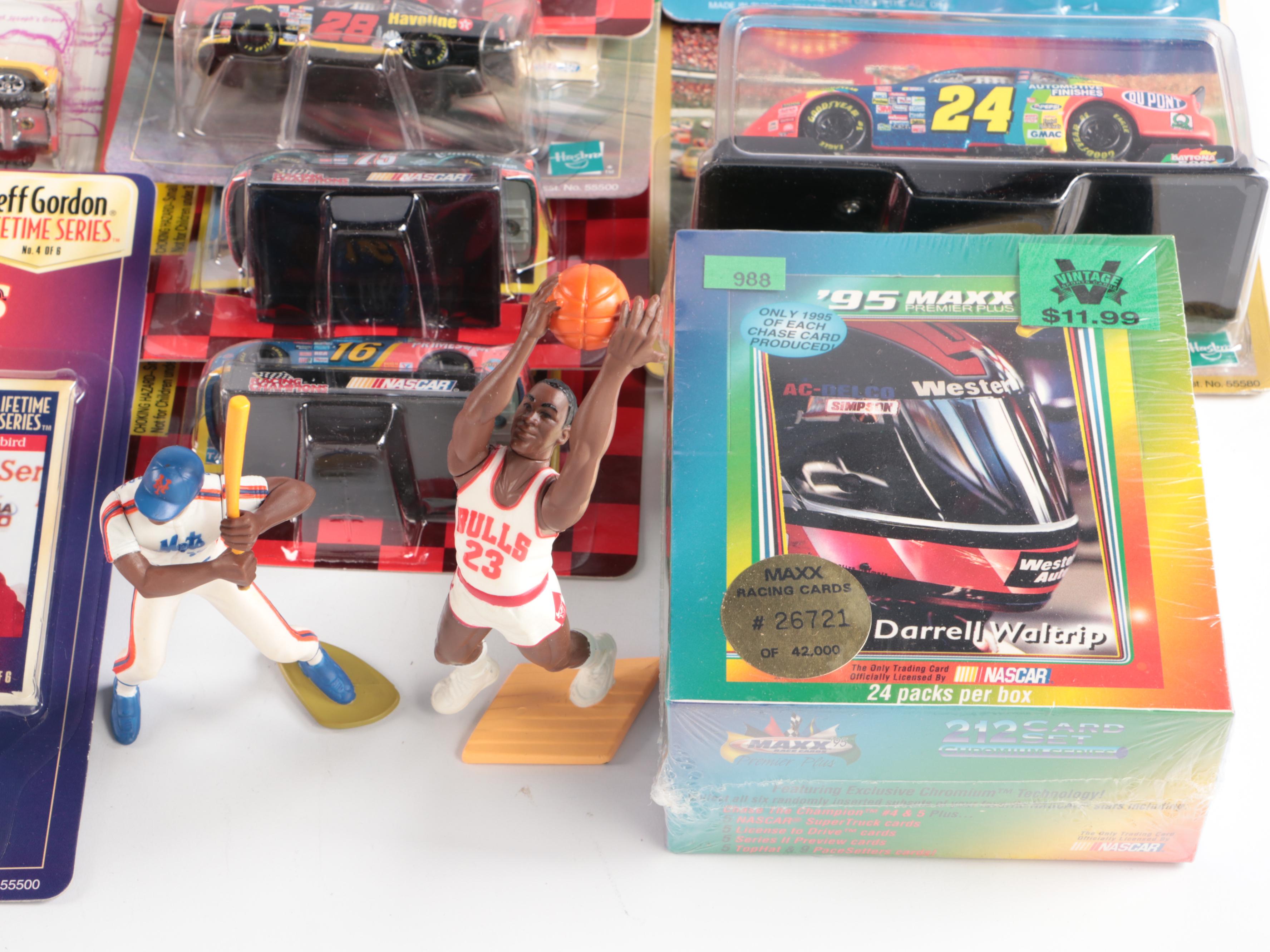 NASCAR, MLB, and Basketball Cards, and Action Figures, Diecast Cars