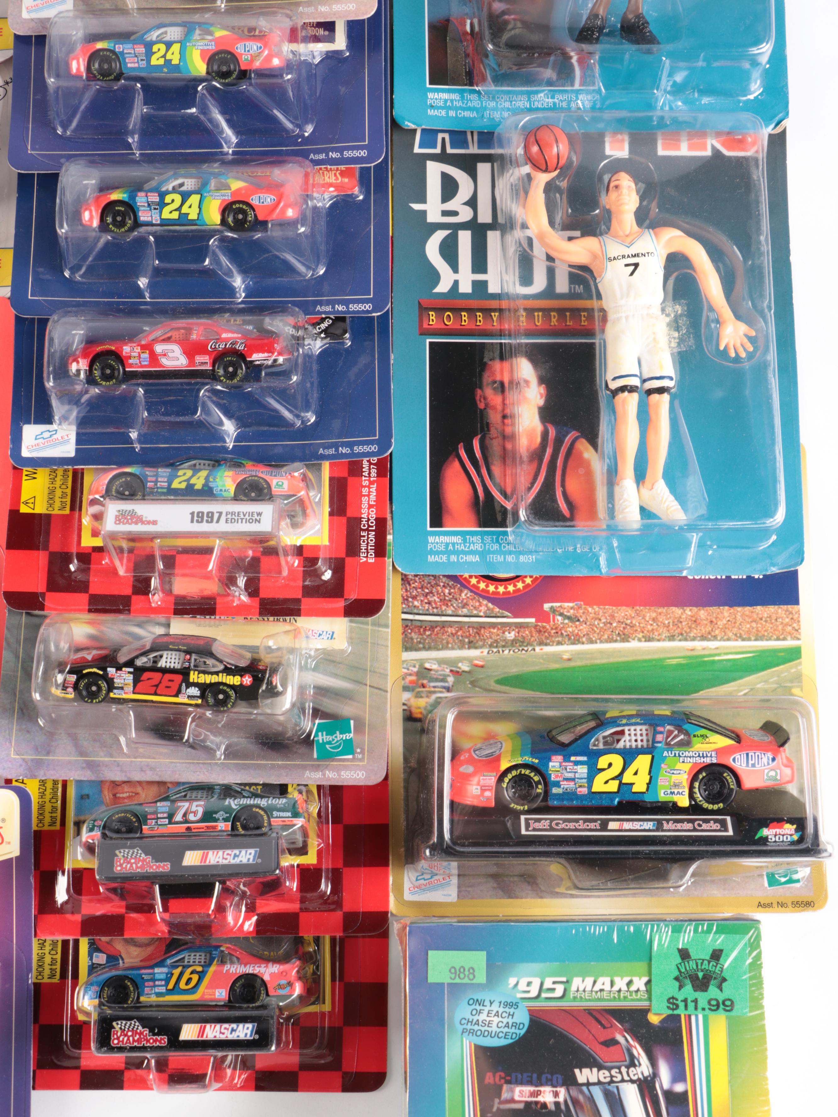 NASCAR, MLB, and Basketball Cards, and Action Figures, Diecast Cars