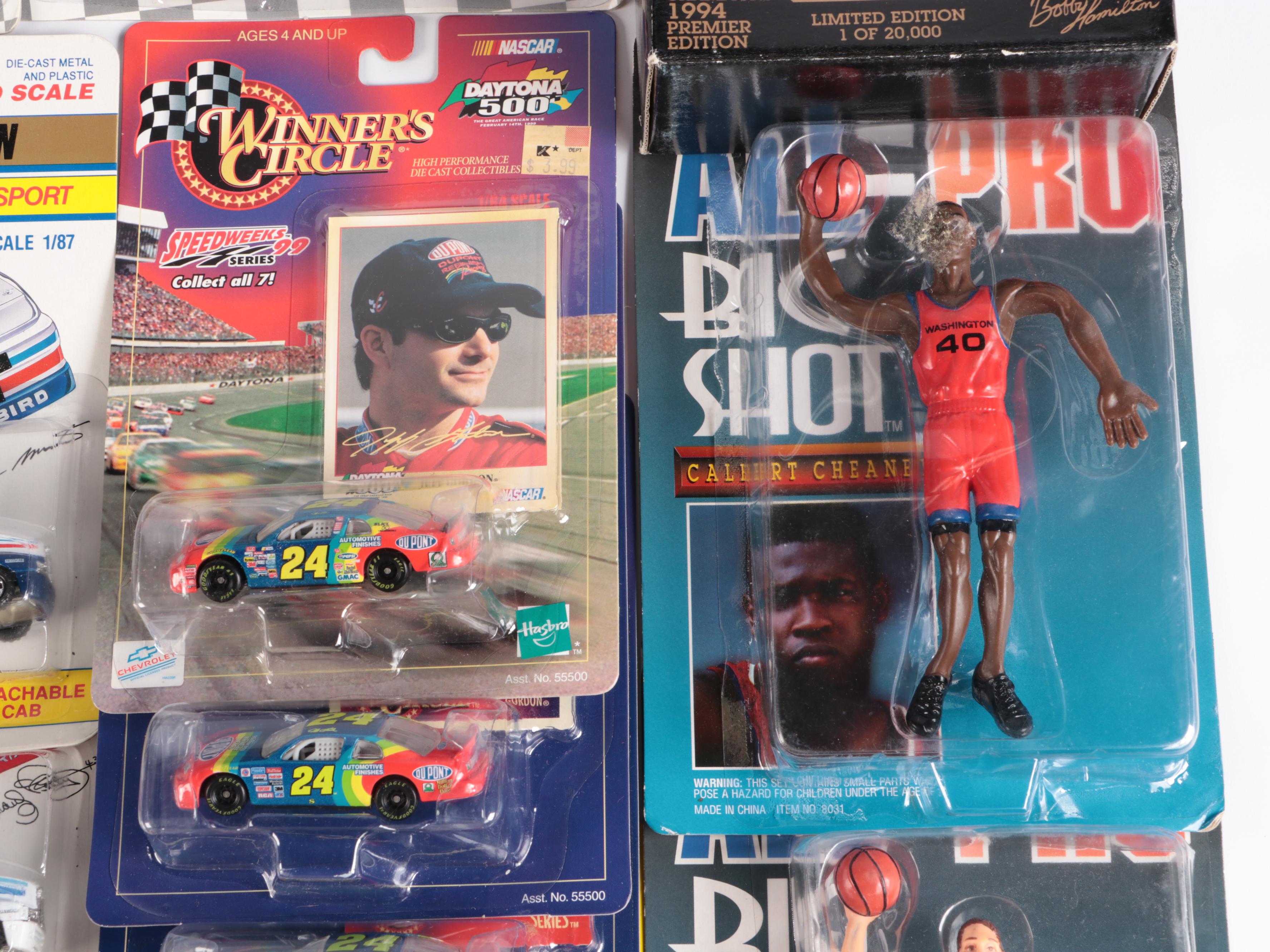 NASCAR, MLB, and Basketball Cards, and Action Figures, Diecast Cars