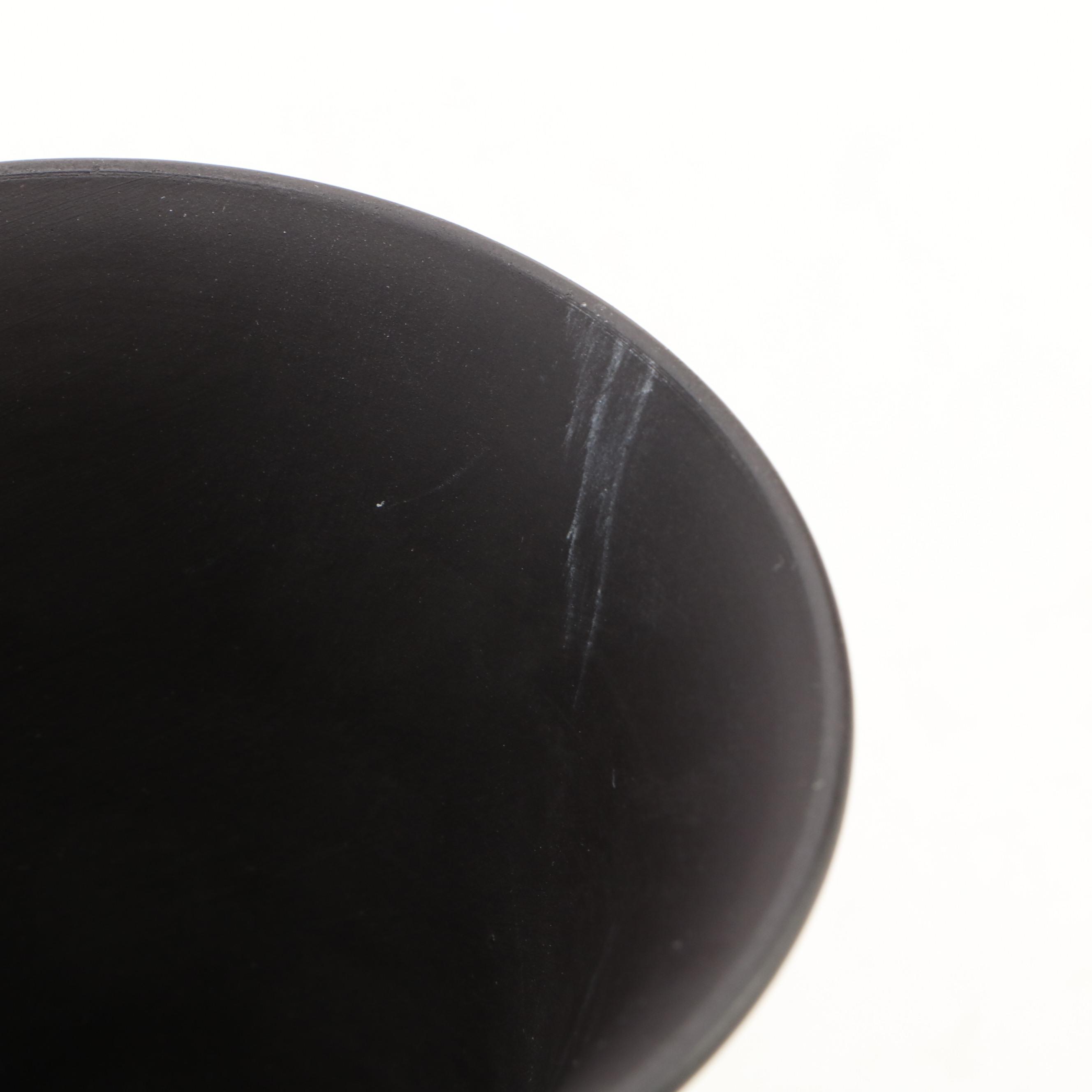 Wedgwood Victorian Neoclassical Black Jasperware Trumpet Vases