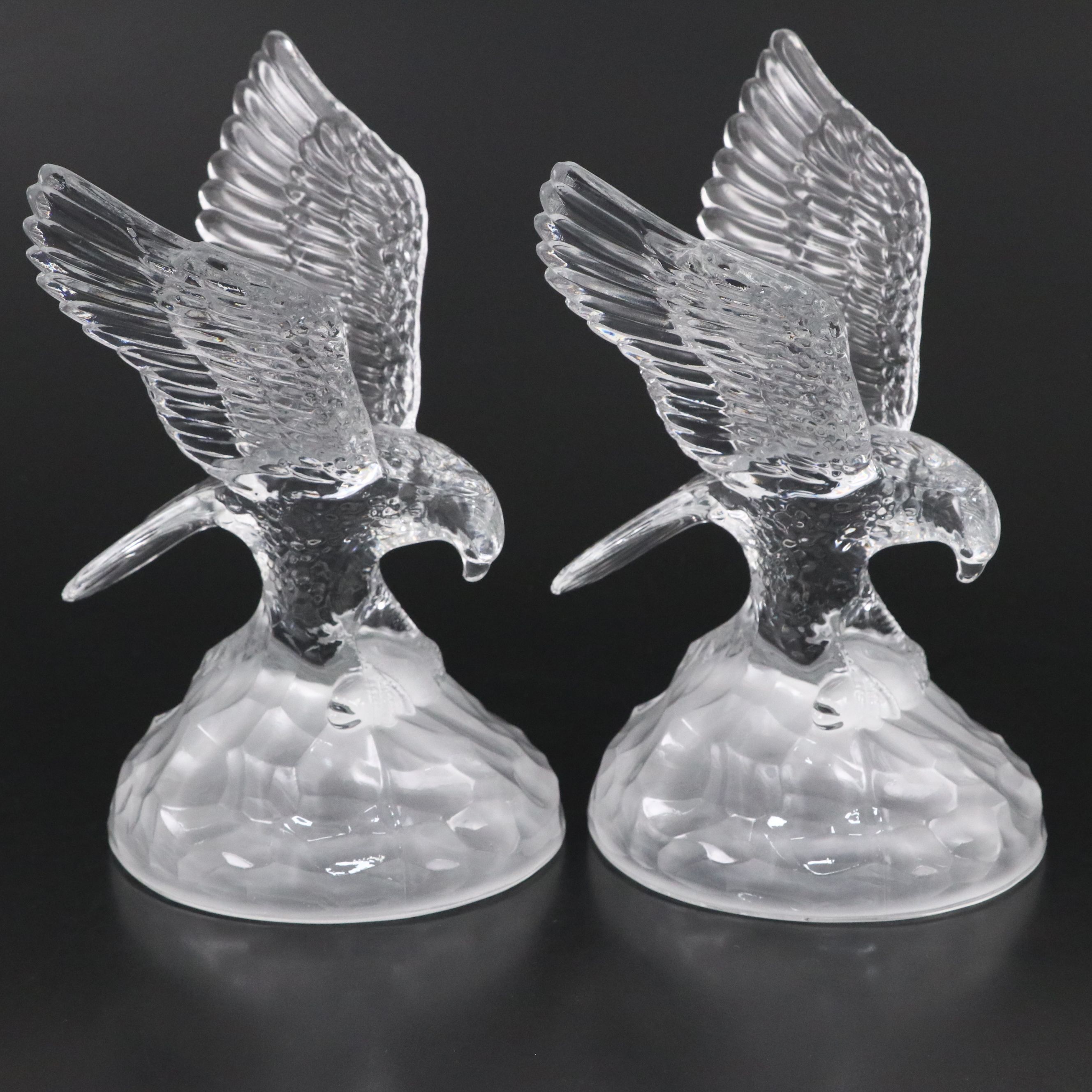 Pair of Glass Eagle Statues