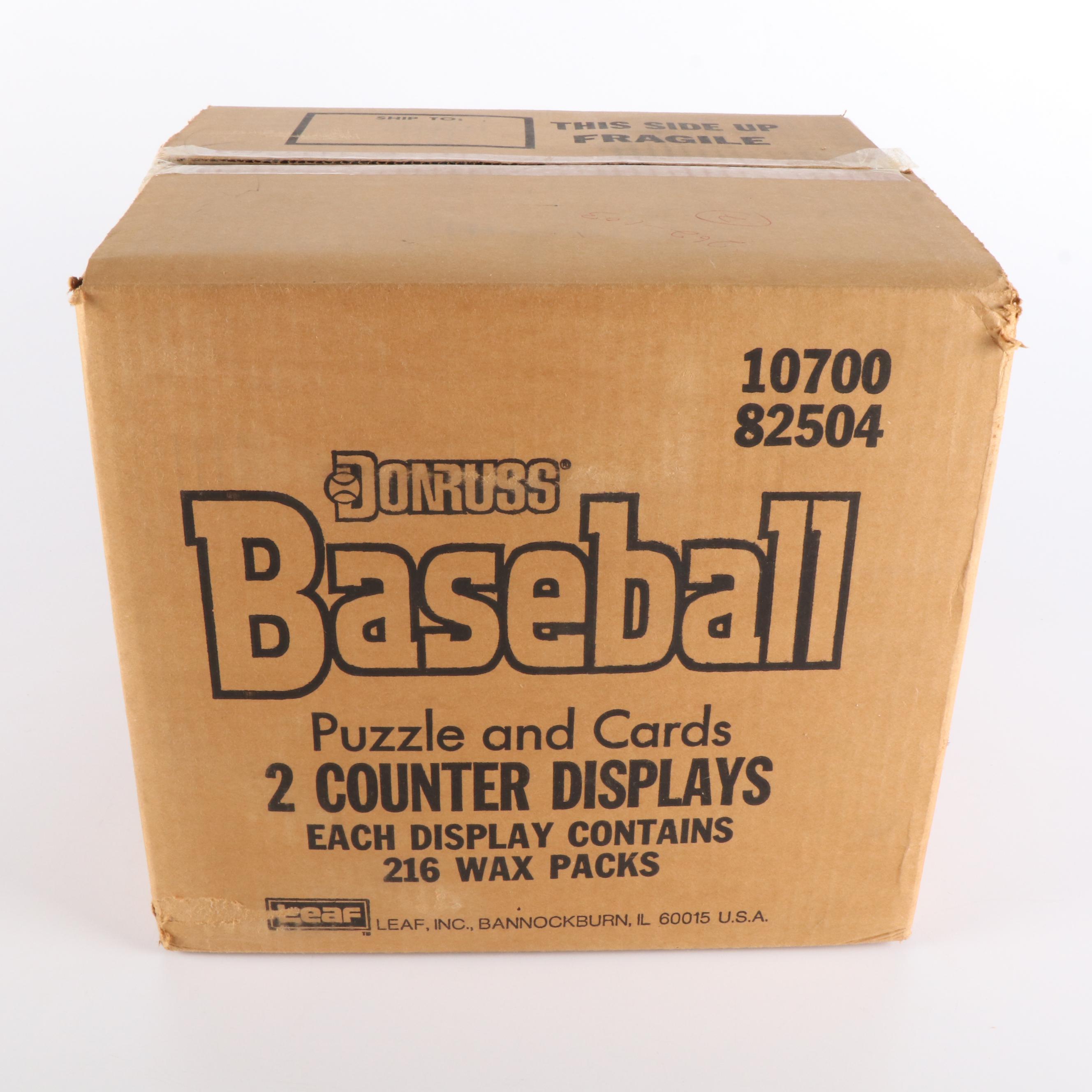 Sealed 1988 Donruss Baseball Card Counter Display Case with Sealed Wax Packs