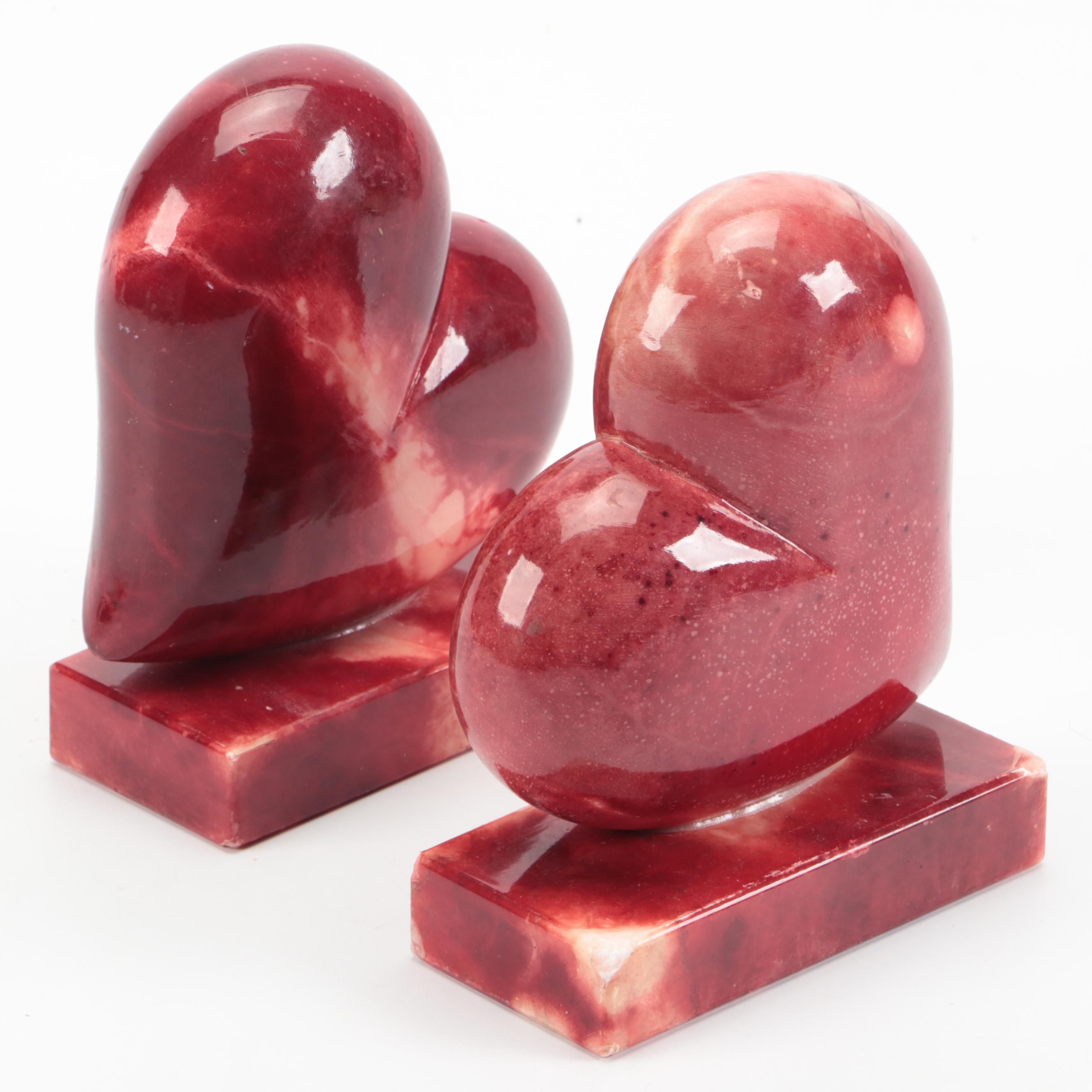 Dyed Alabaster Heart Bookends