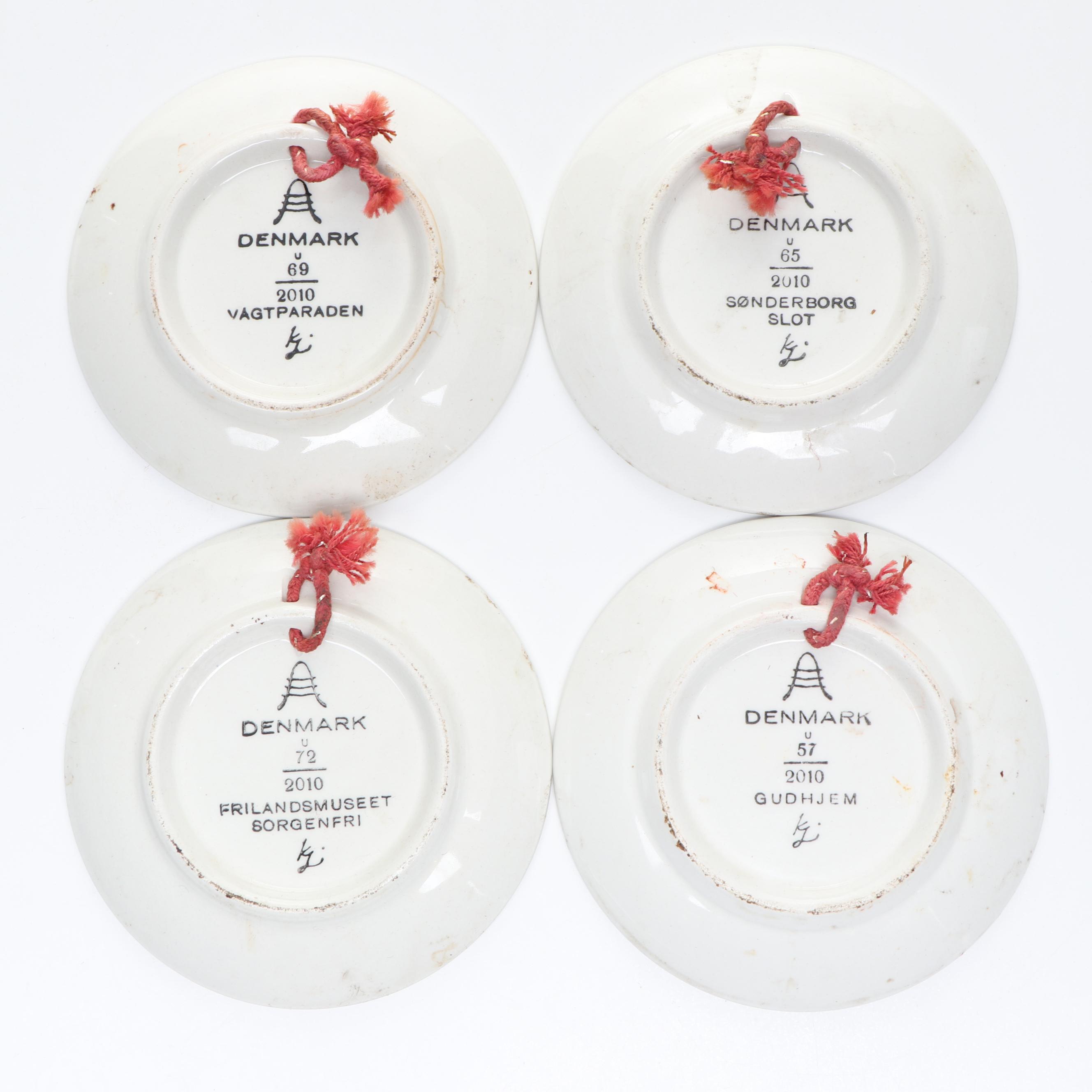 Danish Blue and White Landscape Porcelain Ornaments