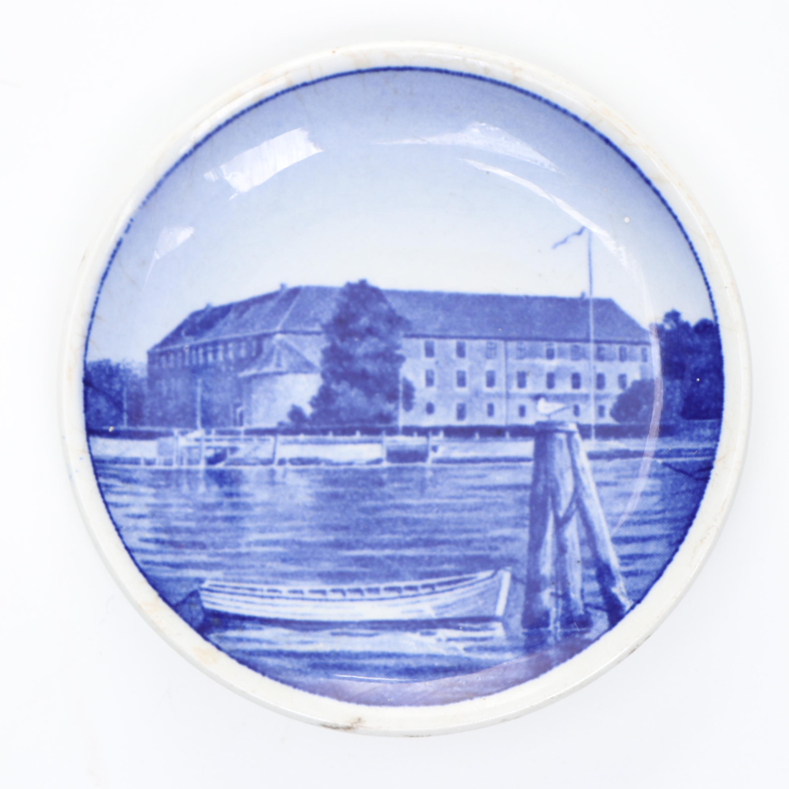 Danish Blue and White Landscape Porcelain Ornaments