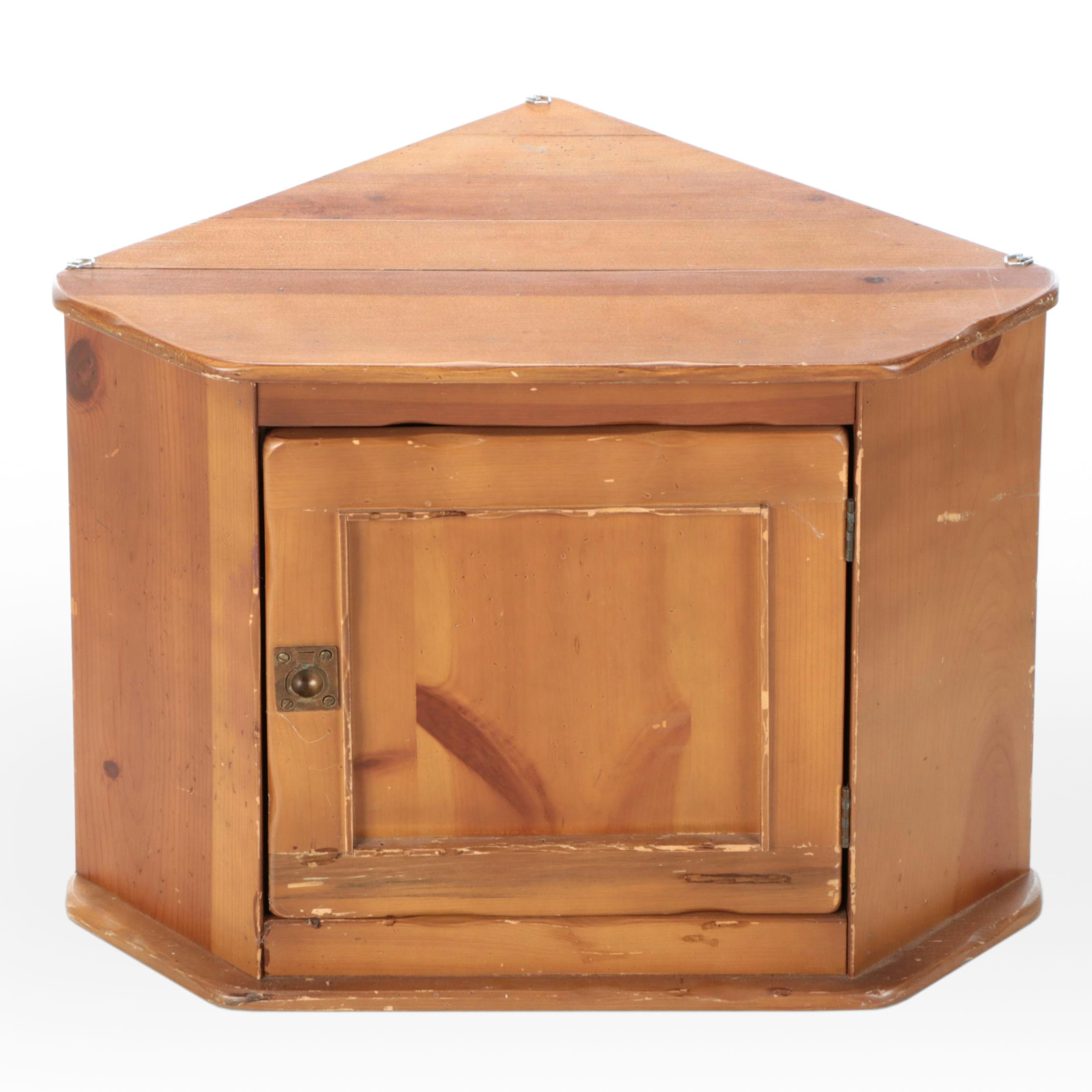 Pine Wall-Mount Corner Cabinet, 20th Century