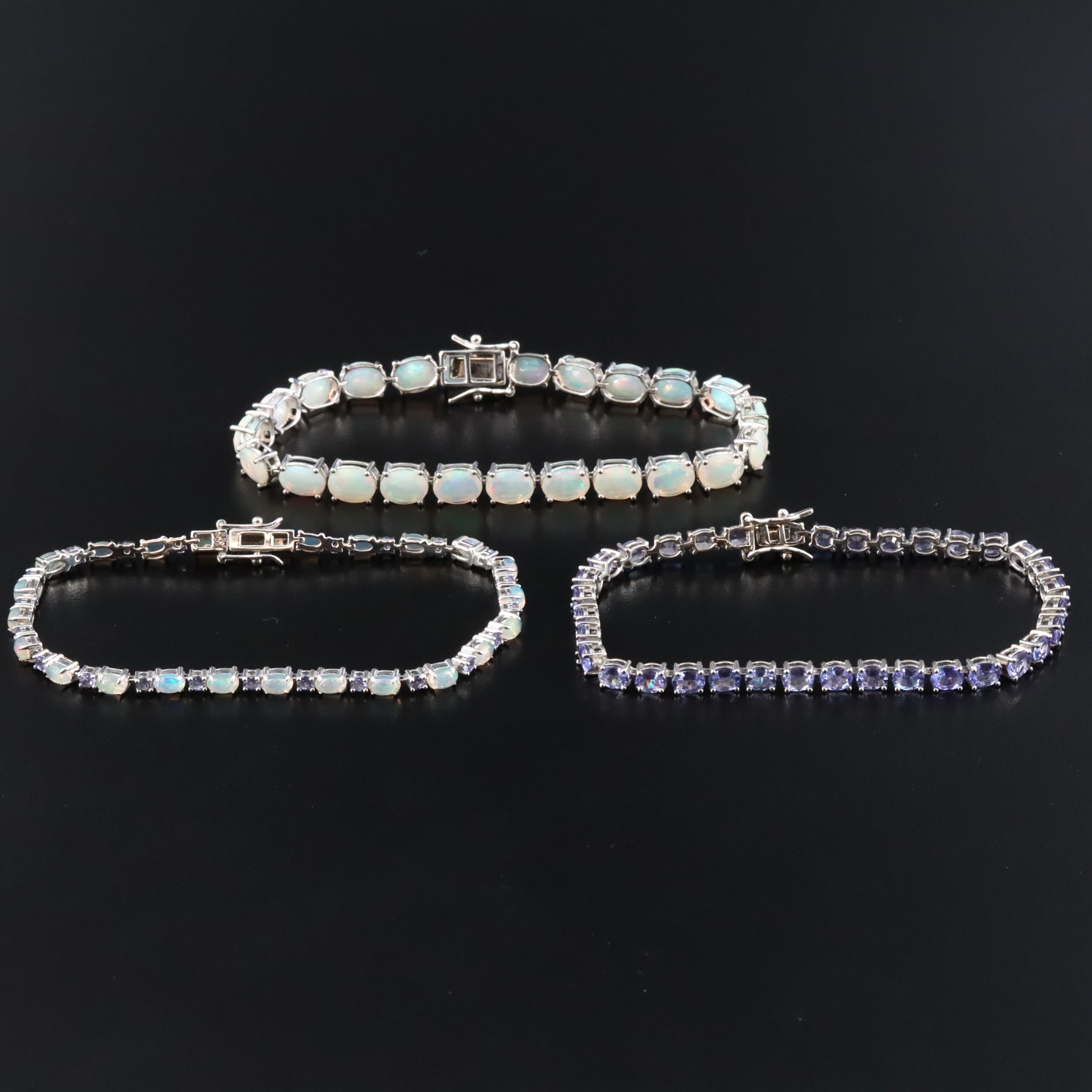 Sterling Opal and Tanzanite Bracelet