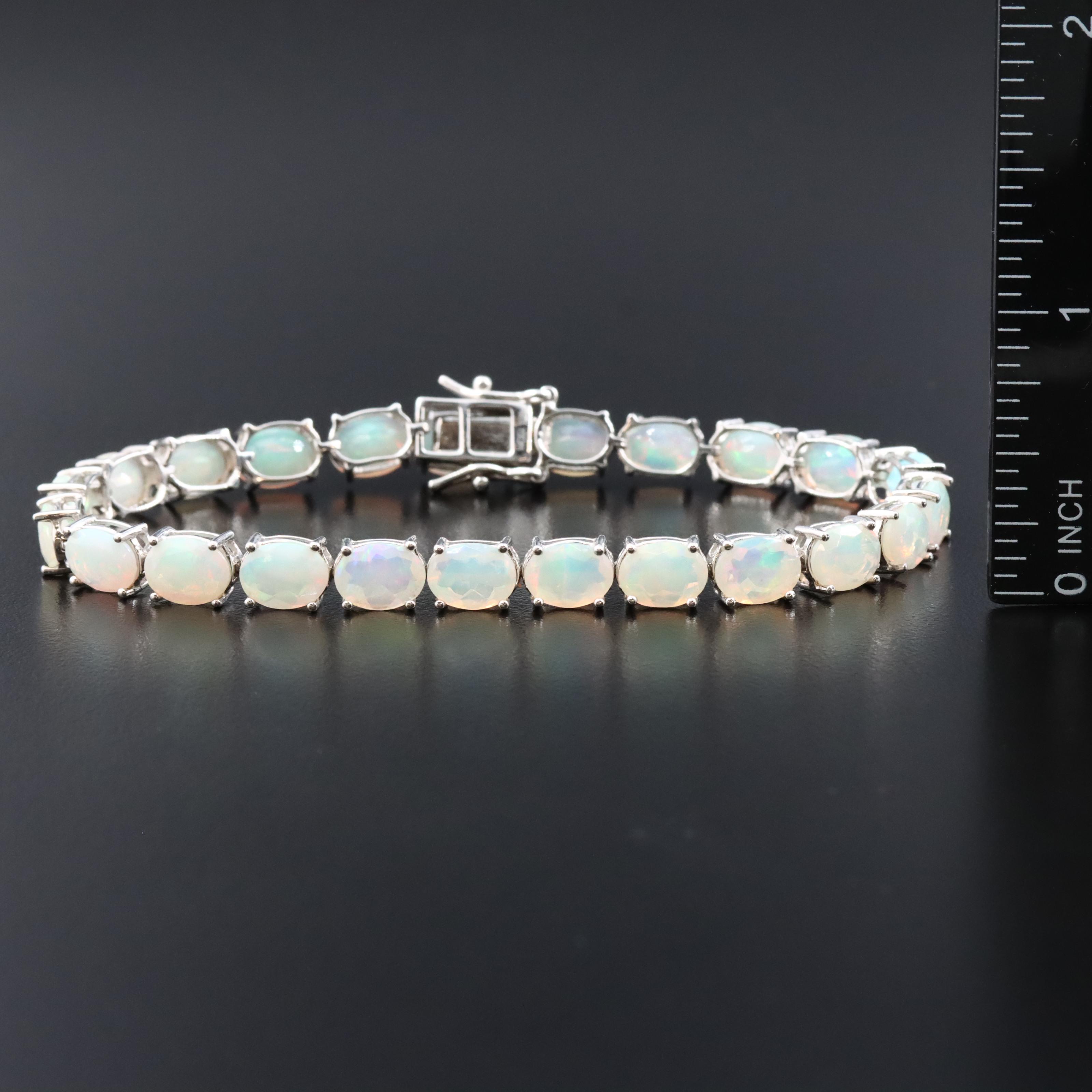 Sterling Opal and Tanzanite Bracelet