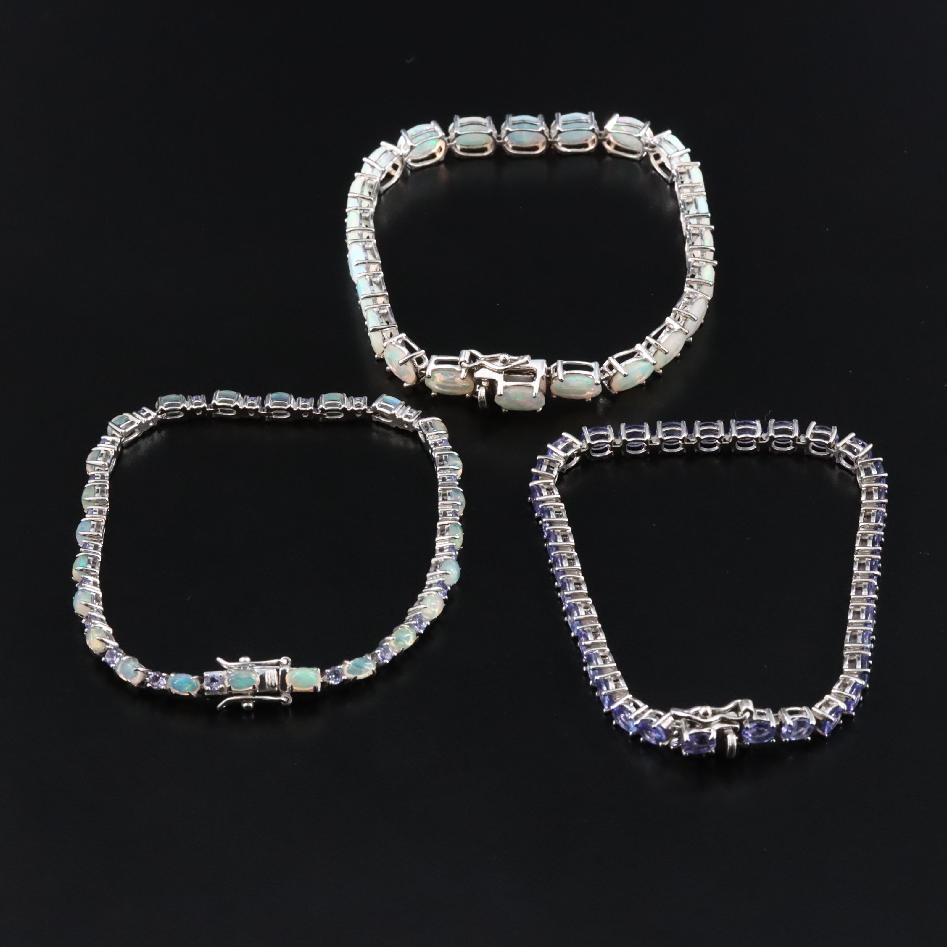 Sterling Opal and Tanzanite Bracelet