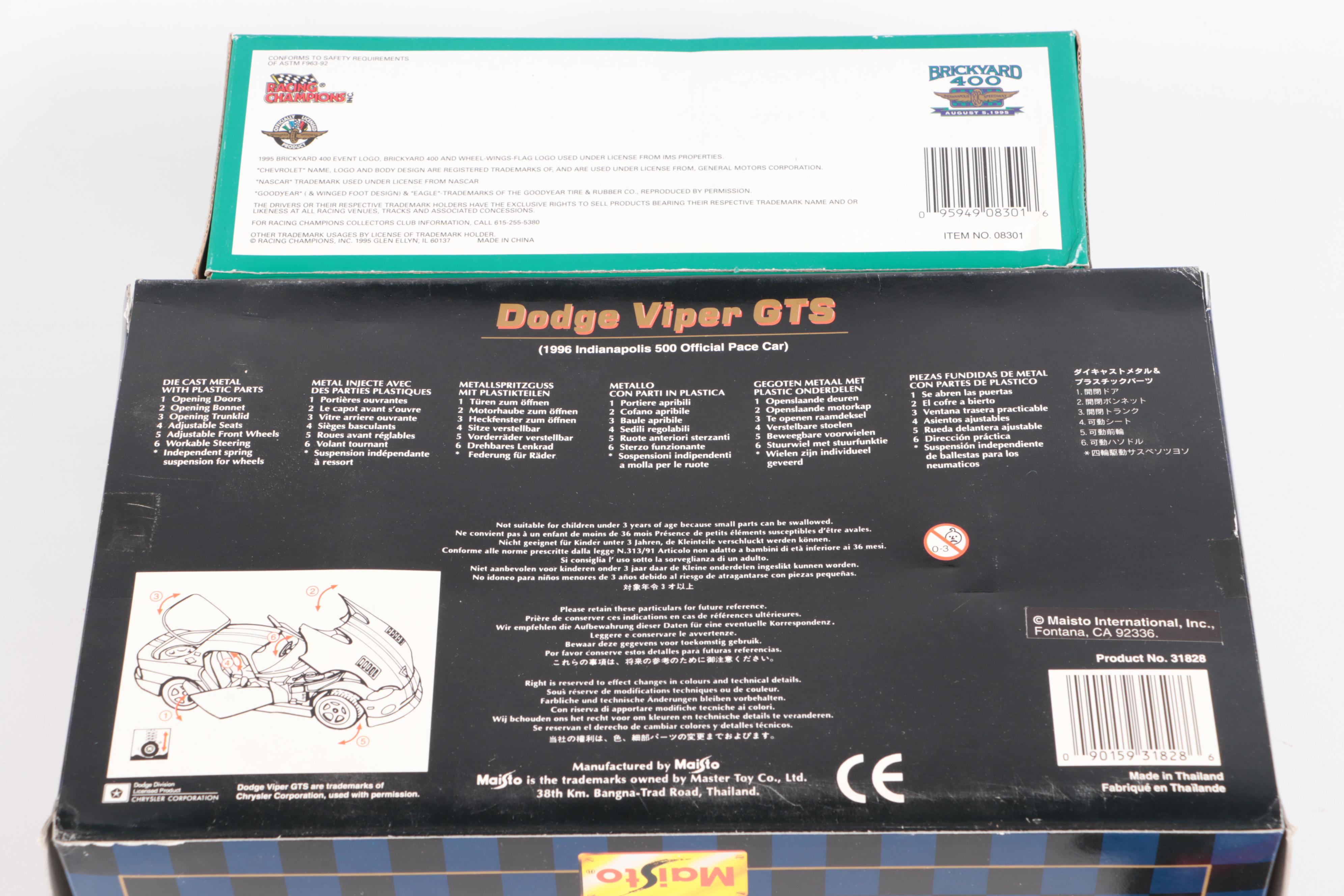 NASCAR "Dodge Viper GTS," "Backyard 400," and Other Racing Memorabilia