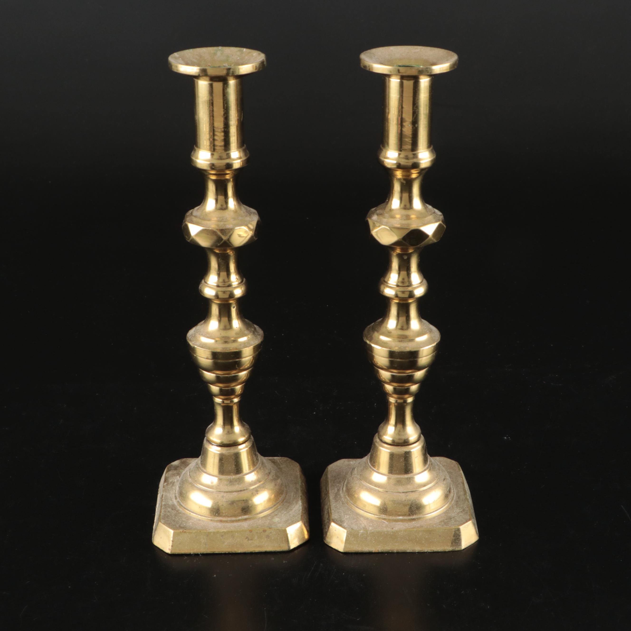 Baldwin and Other Brass Candle Holder with Brass Candle Sconces